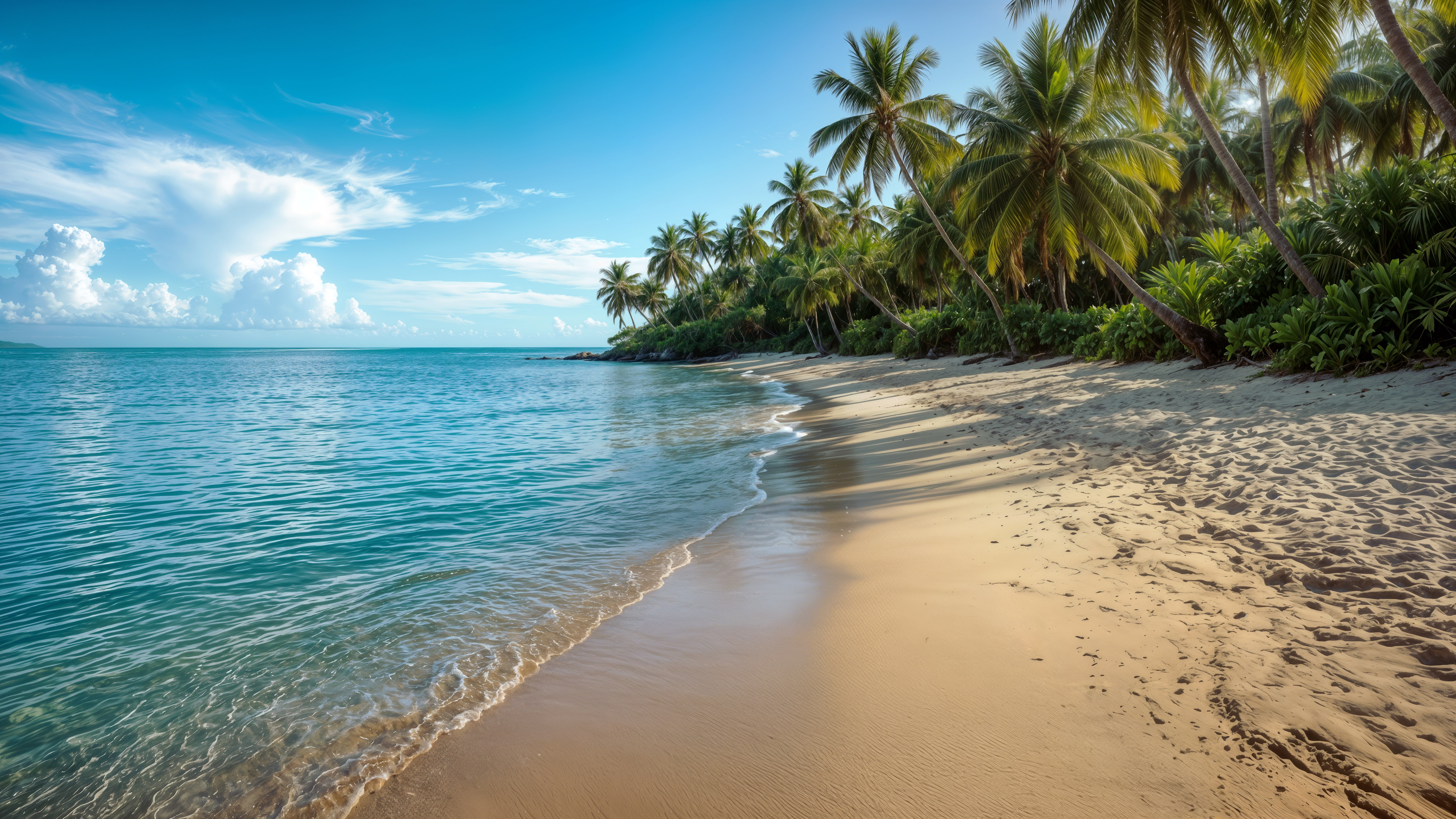Fondos de pantalla Tropical Beach with Calm Waves and Palm Trees