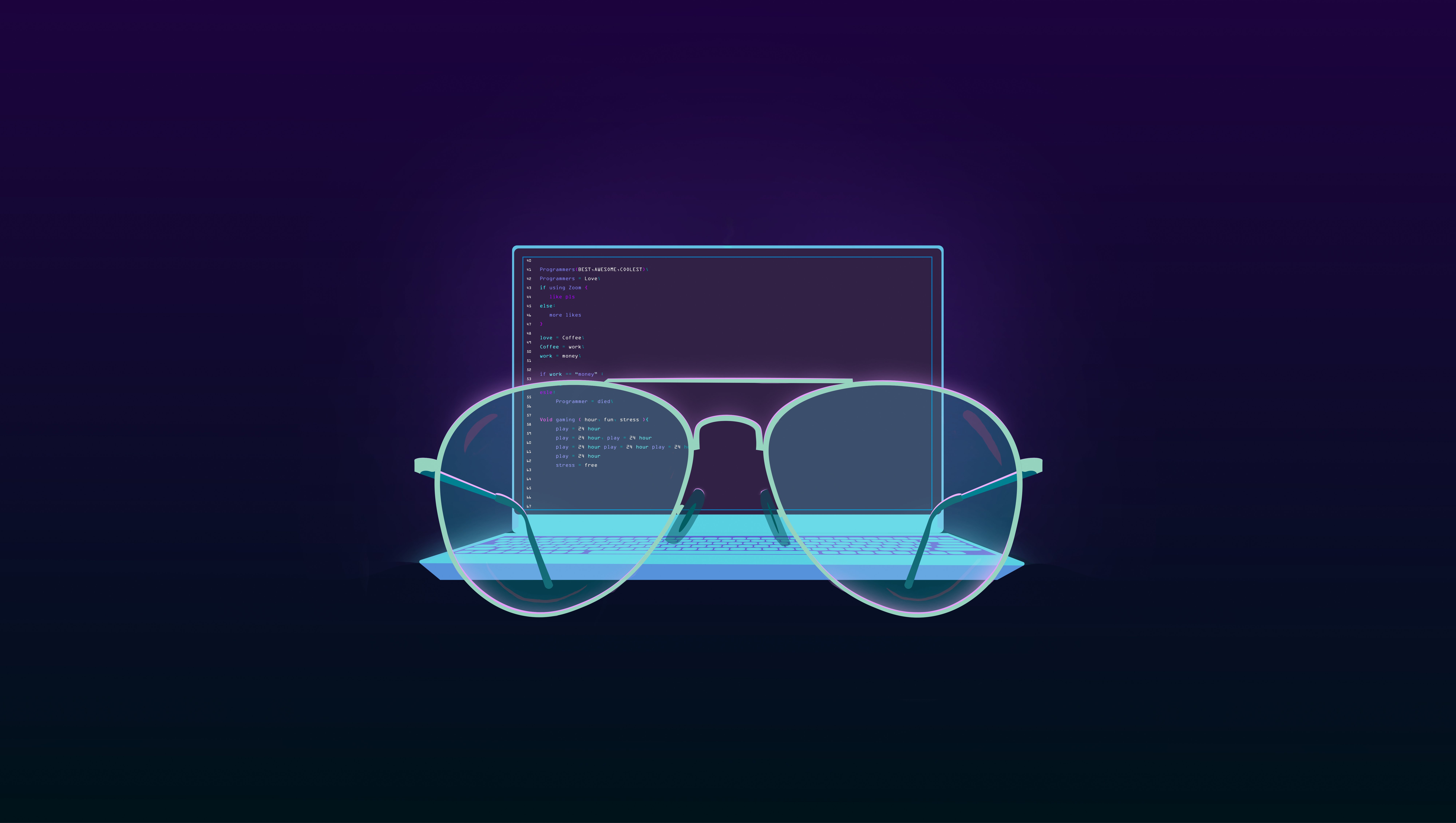 Fondos de pantalla Programing, computer and glasses