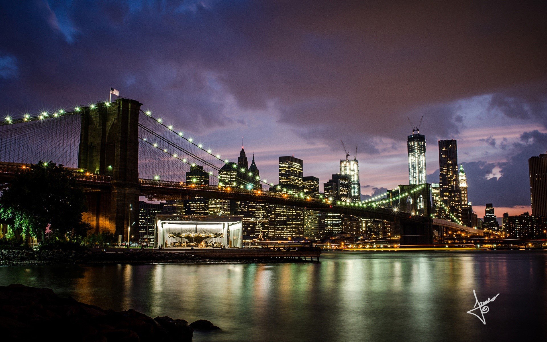 Wallpaper Brooklyn Bridge to Manhattan