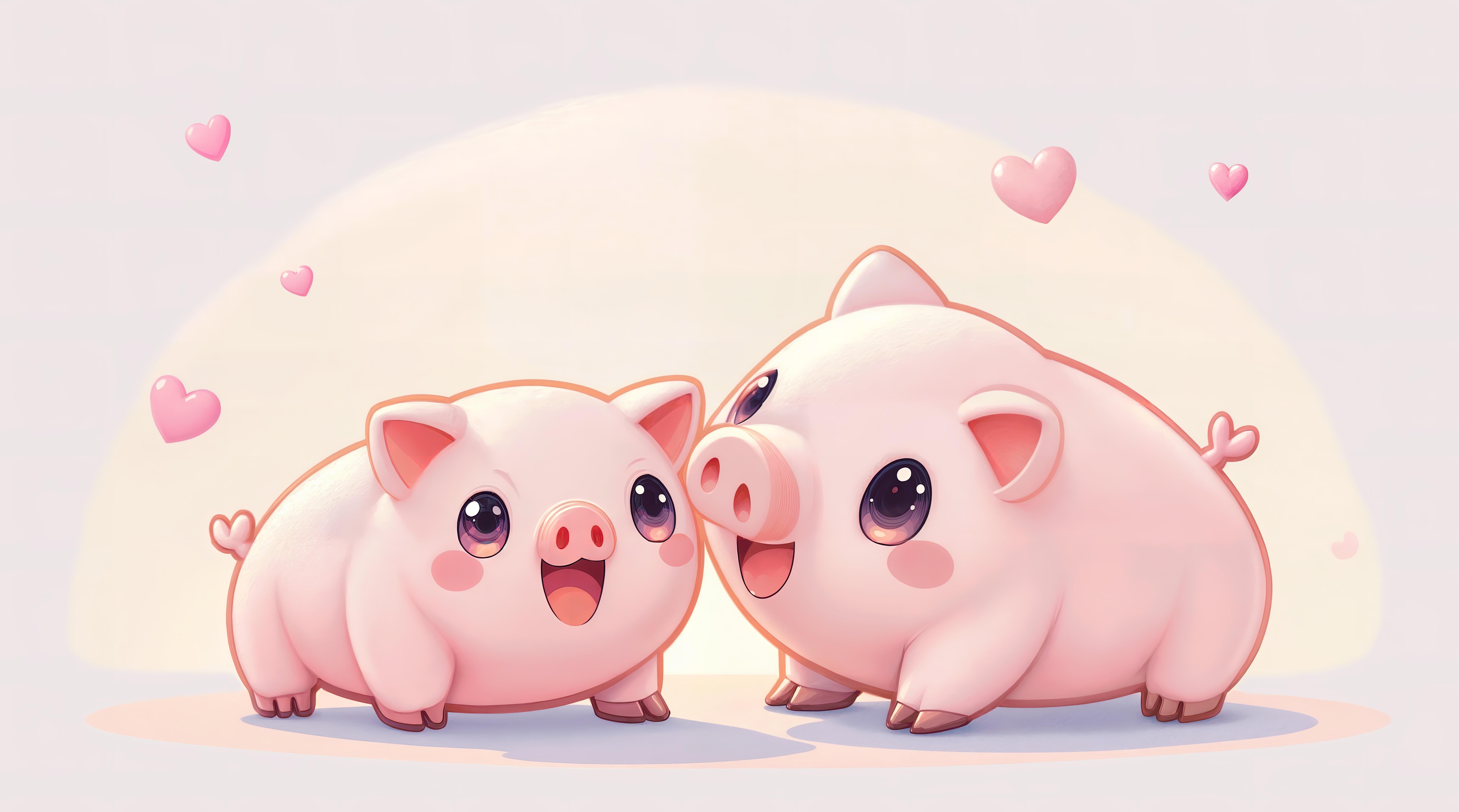 Fondos de pantalla Puerquitos enamorados