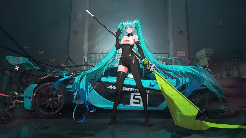Hatsune Miku y Mclaren GTR Anime Fondo de pantalla 4K ID:12018