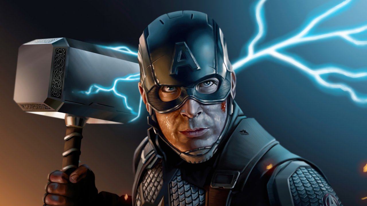 Capitan america con el mazo de thor Fondo de pantalla 4k HD ID:6452