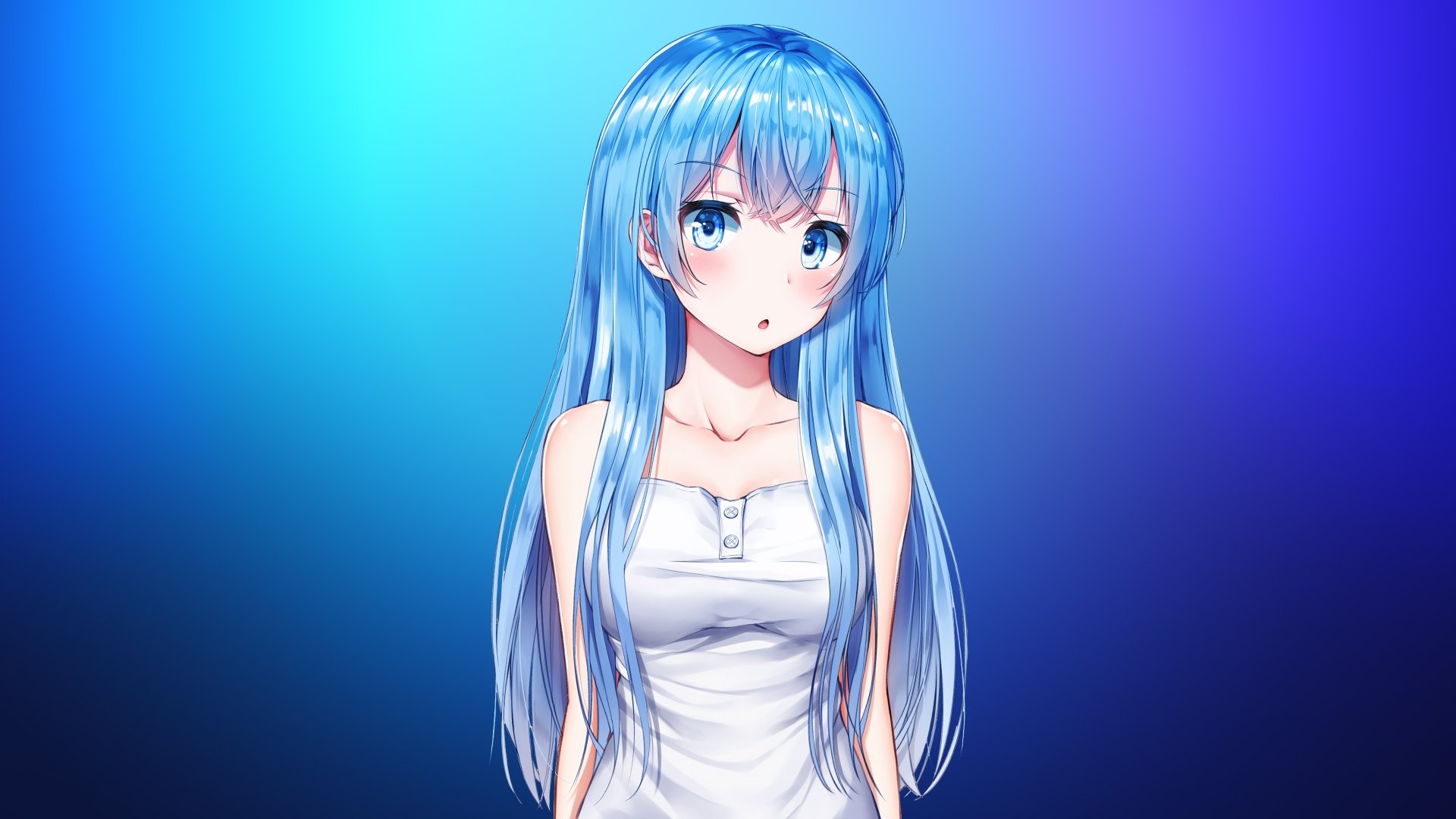 Chica Anime azul Fondo de pantalla 4k Ultra HD ID:4571