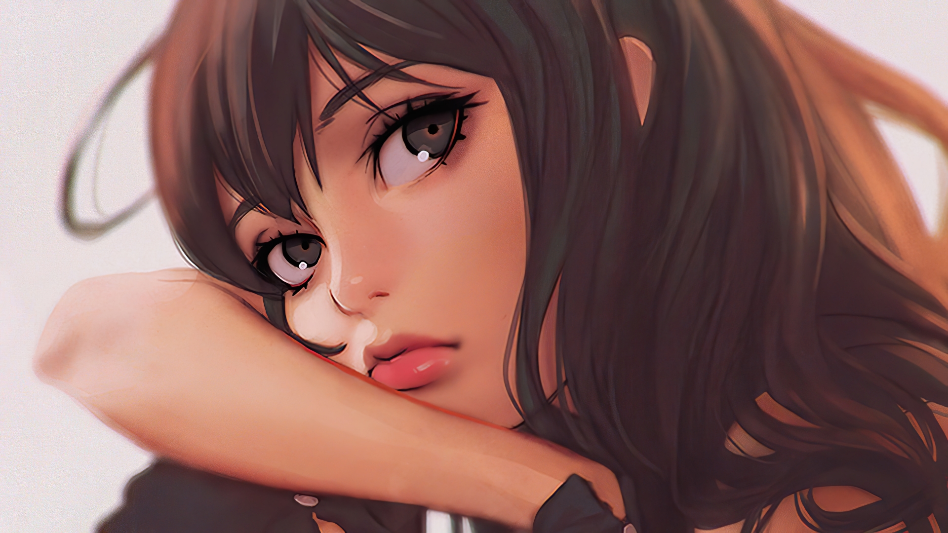 download 1920x1080 wallpaper kitchen, anime girl, thinking on thinking anime wallpapers