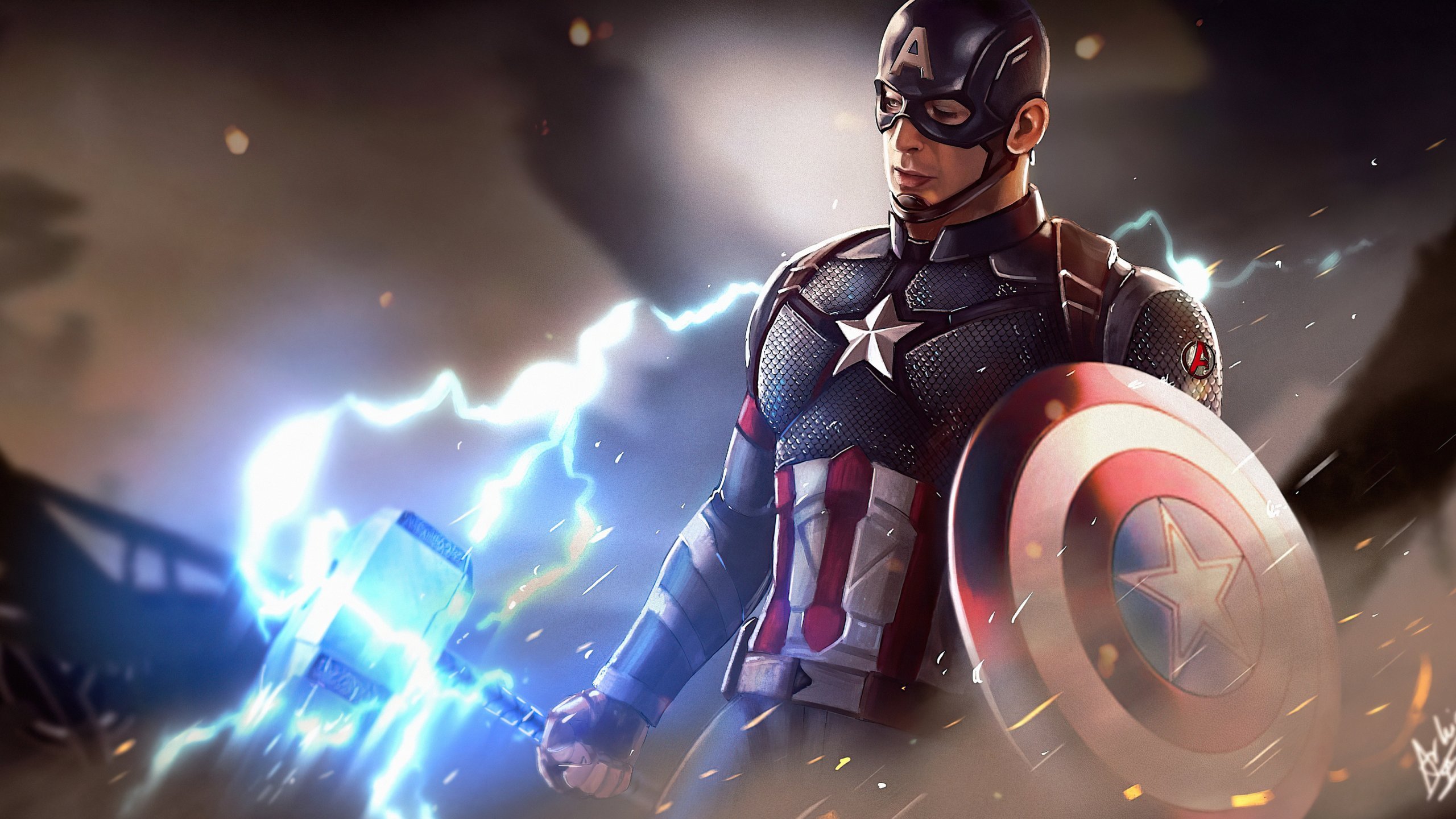 Captain America with Thors hammer Wallpaper 4k Ultra HD ID:7197