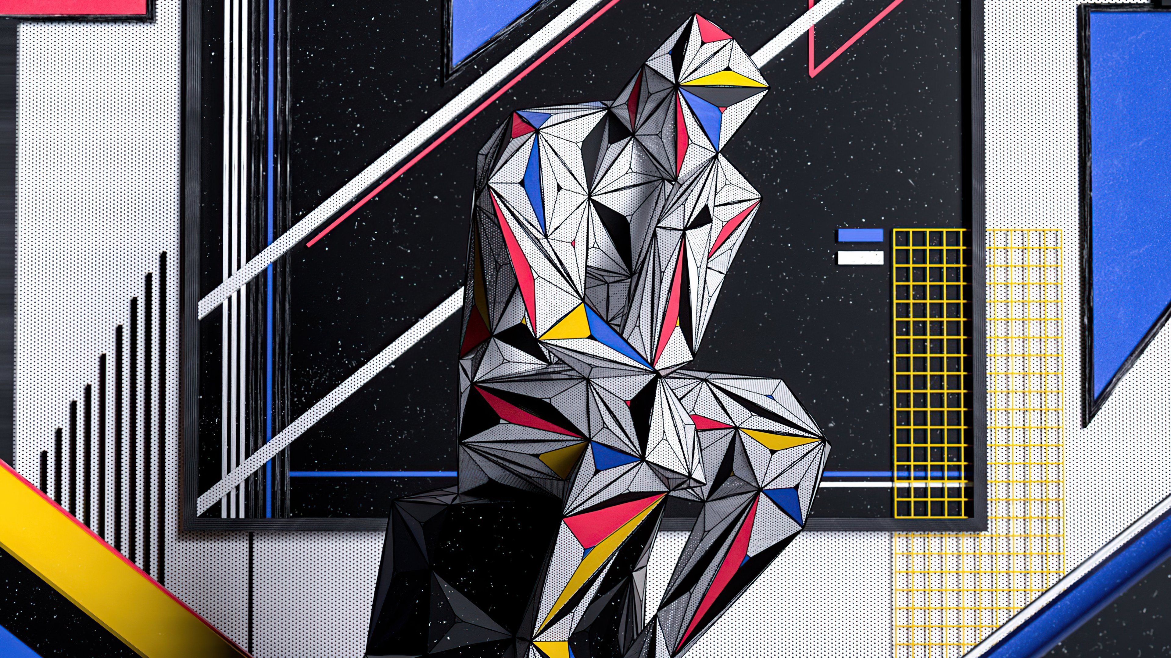 Man Thinking As Piet Mondrian Painting Wallpaper 5k Ultra Hd Id 8568