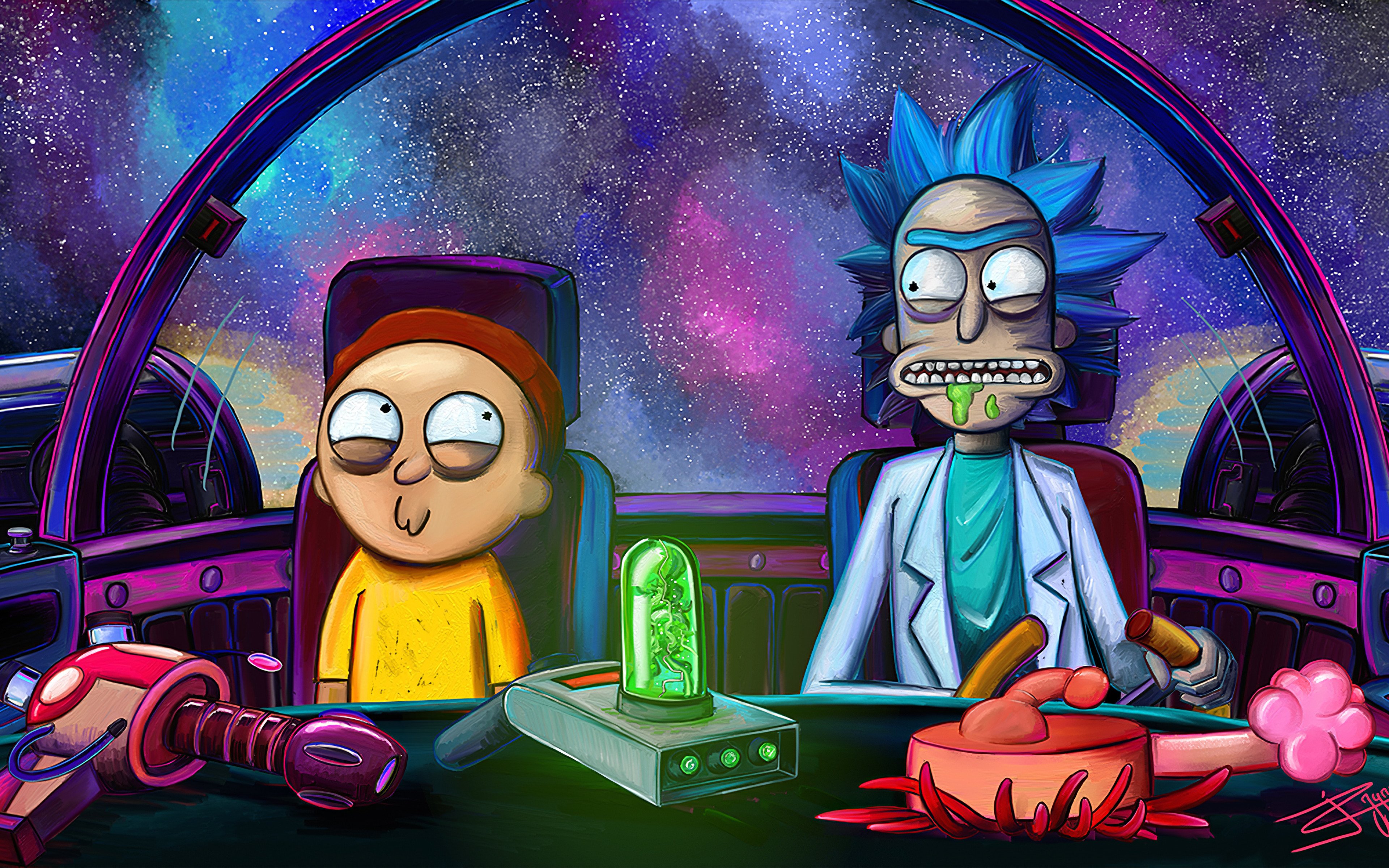 Fondos de pantalla Rick and Morty en nave