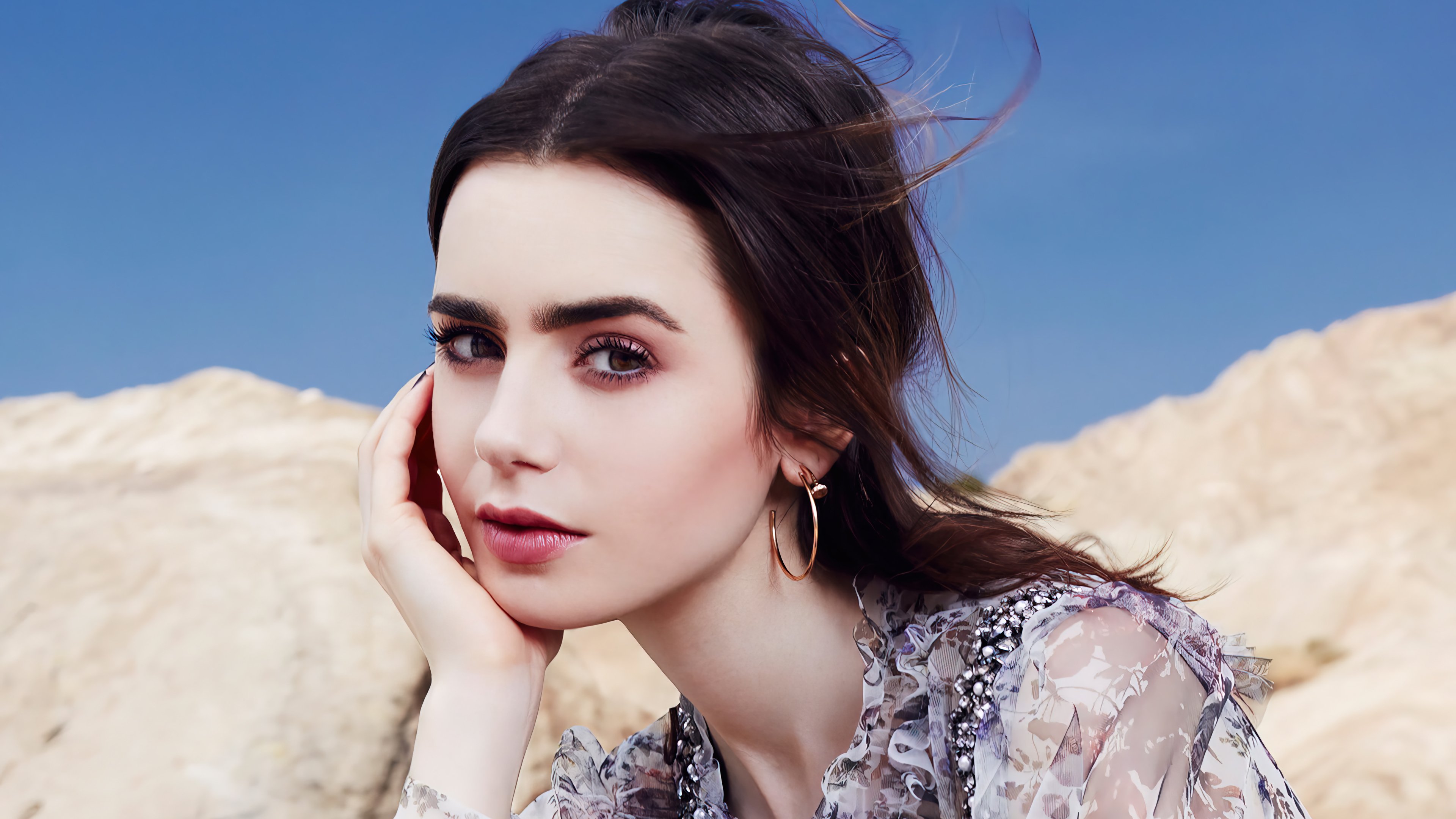 Wallpaper Lily Collins Face