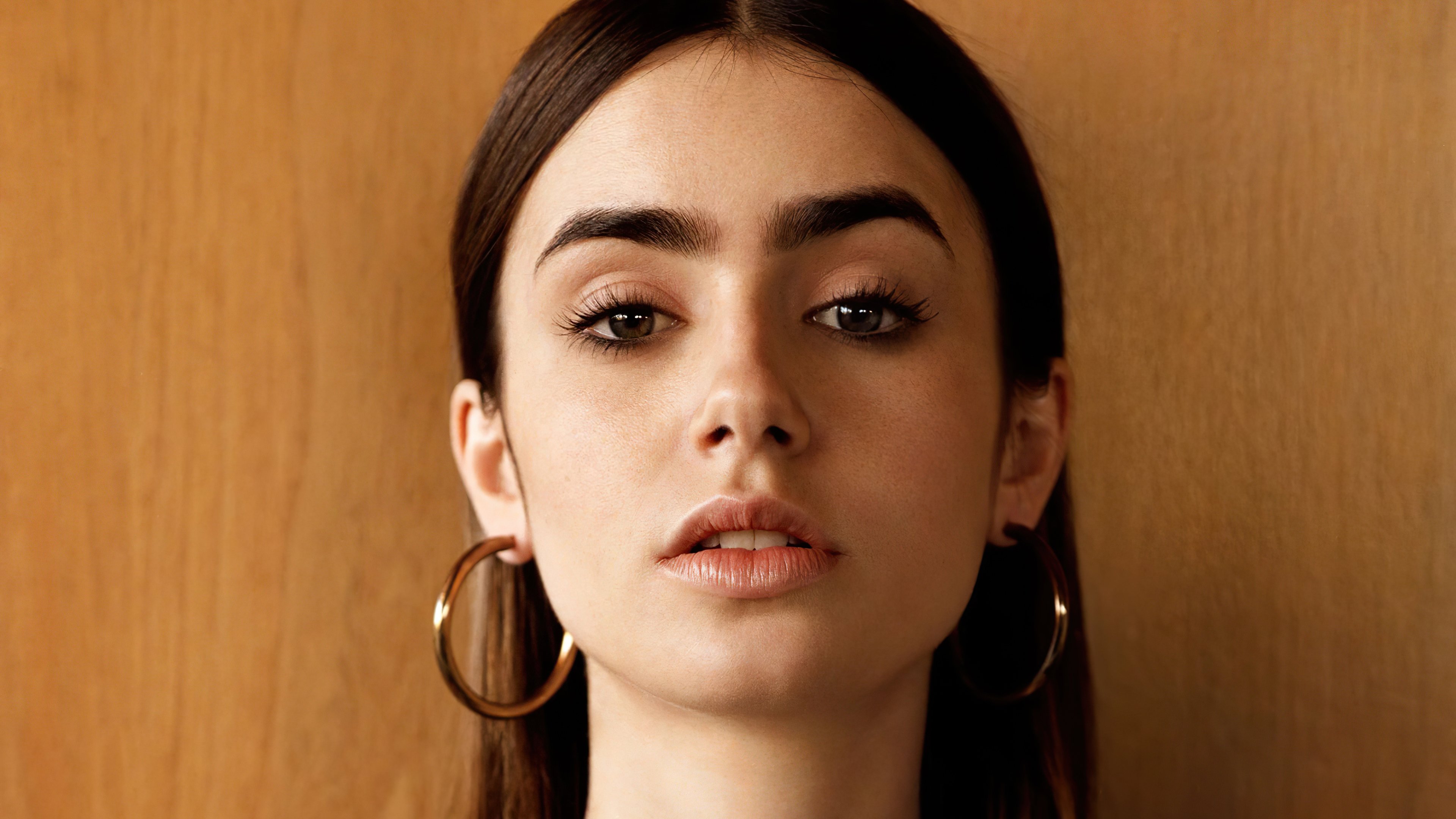 Wallpaper Lily Collins Face for Vogue