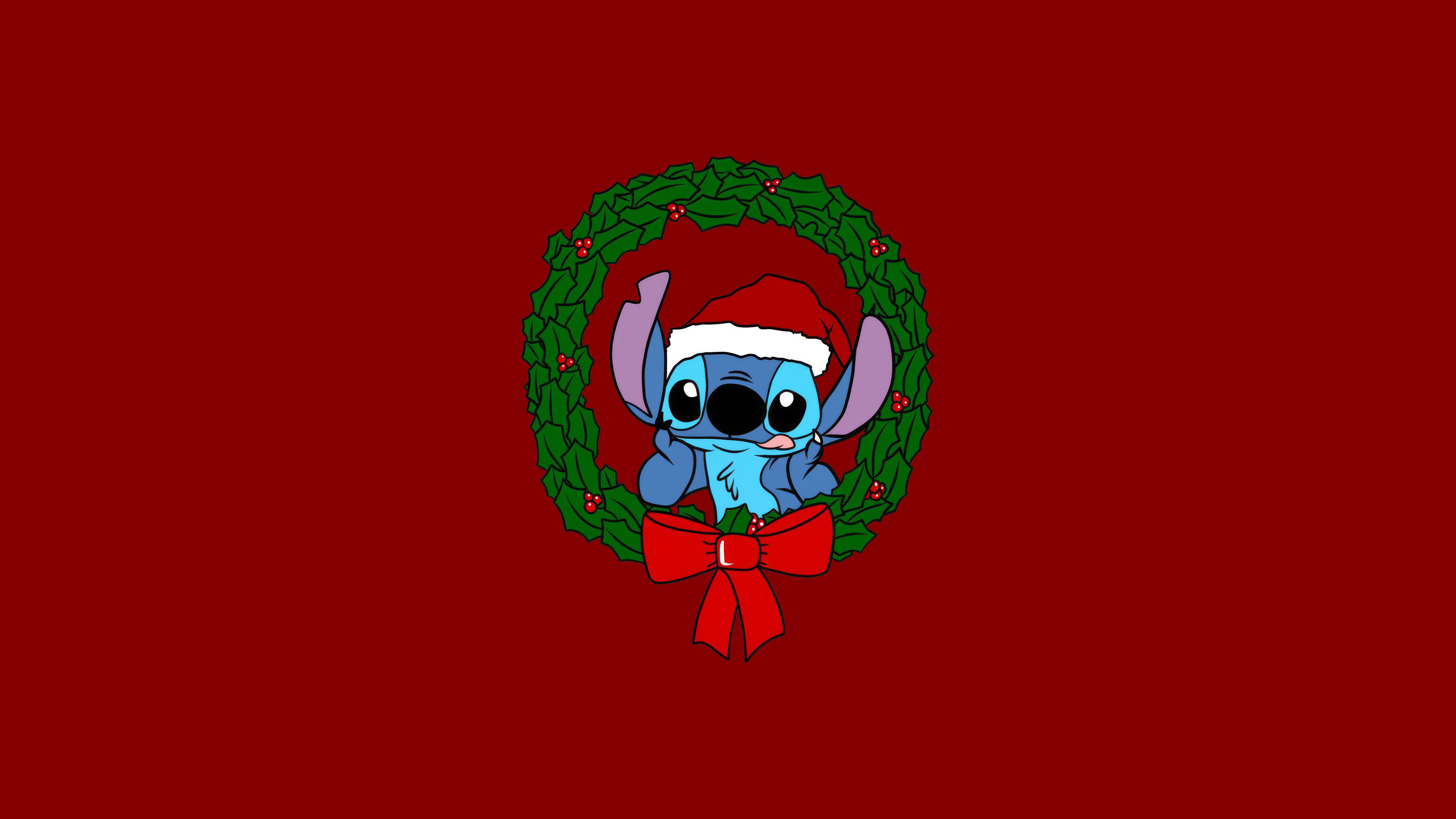 Fondos de pantalla Stitch Christmas Advent Wreath Red background