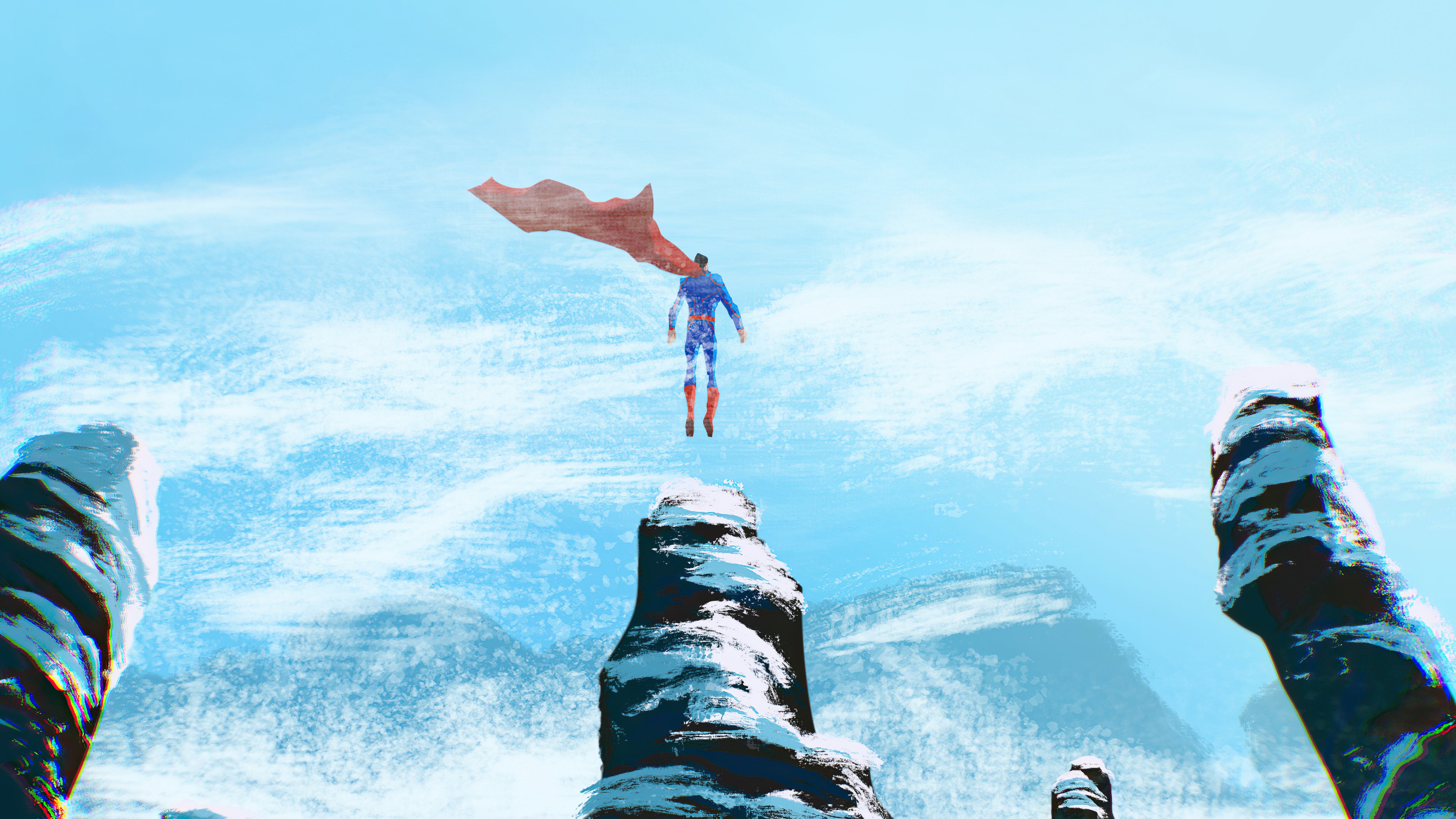 Fondos de pantalla Superman sobre montañas