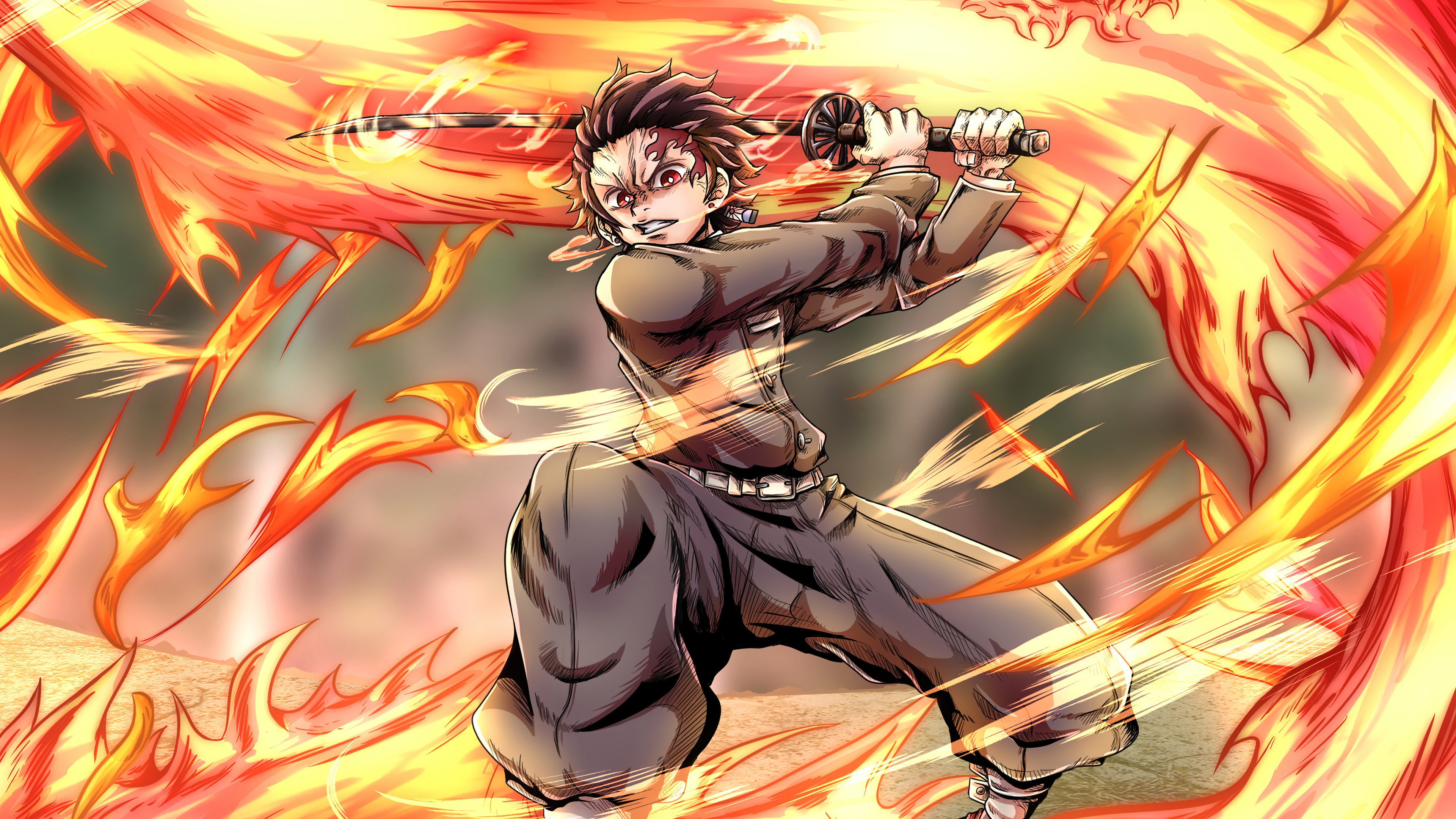 Fondos de pantalla Anime Tanjiro Flame Demon Slayer