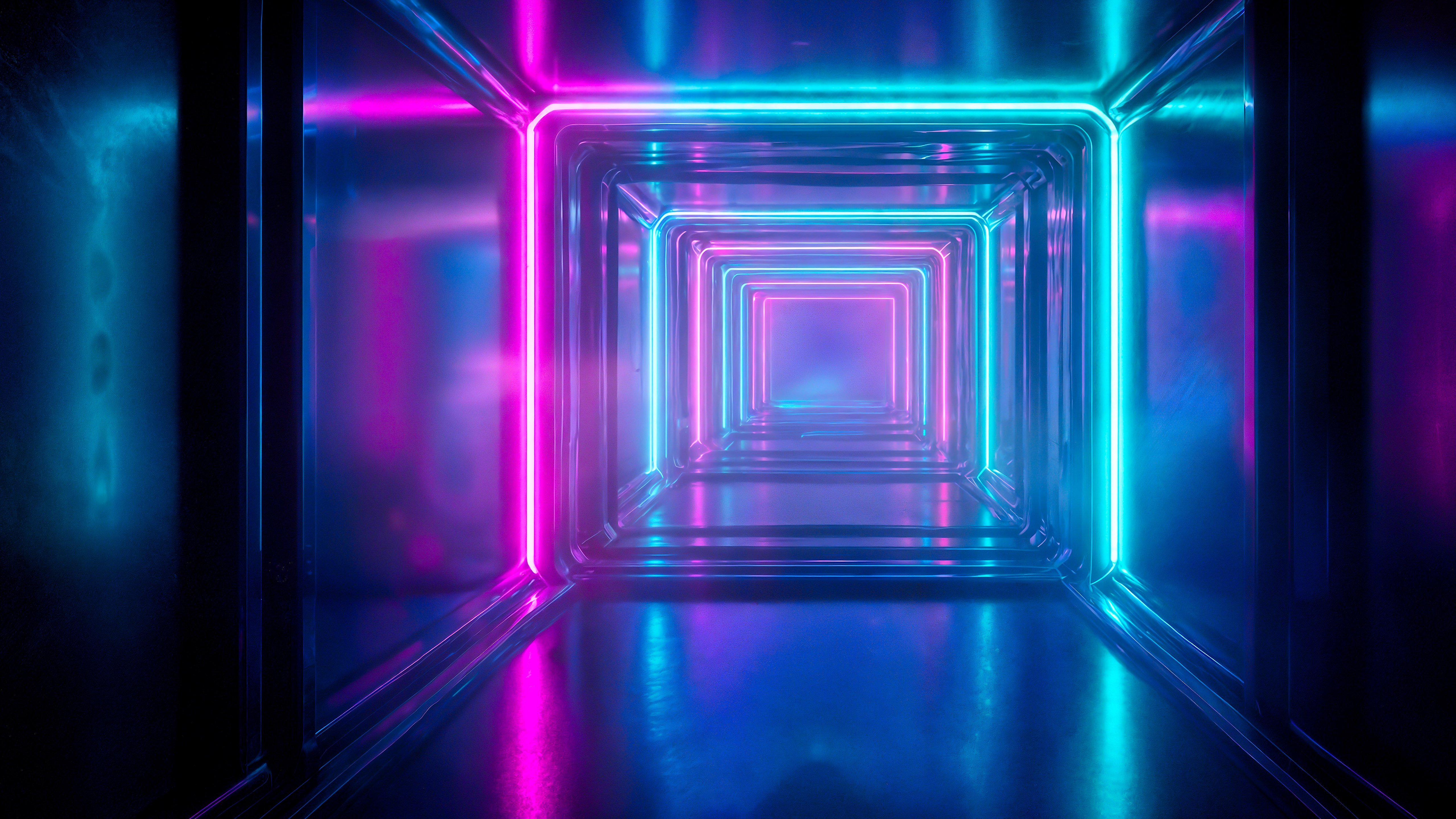 Fondos de pantalla Futuristic tunnel with neon lights