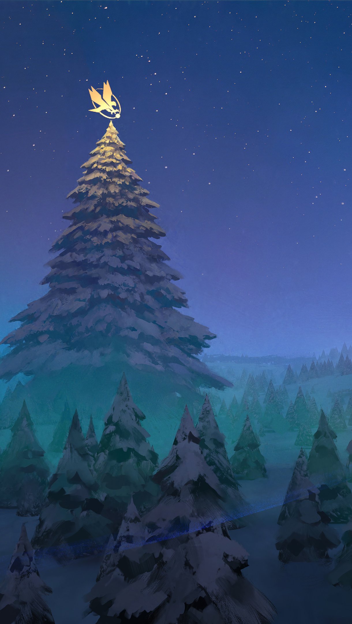 Fondos de pantalla Arbol de navidad en medio del bosque Vertical