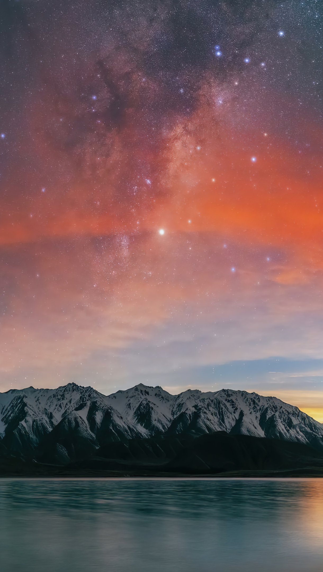 Wallpaper Sunset with stars in New Zeland Vertical