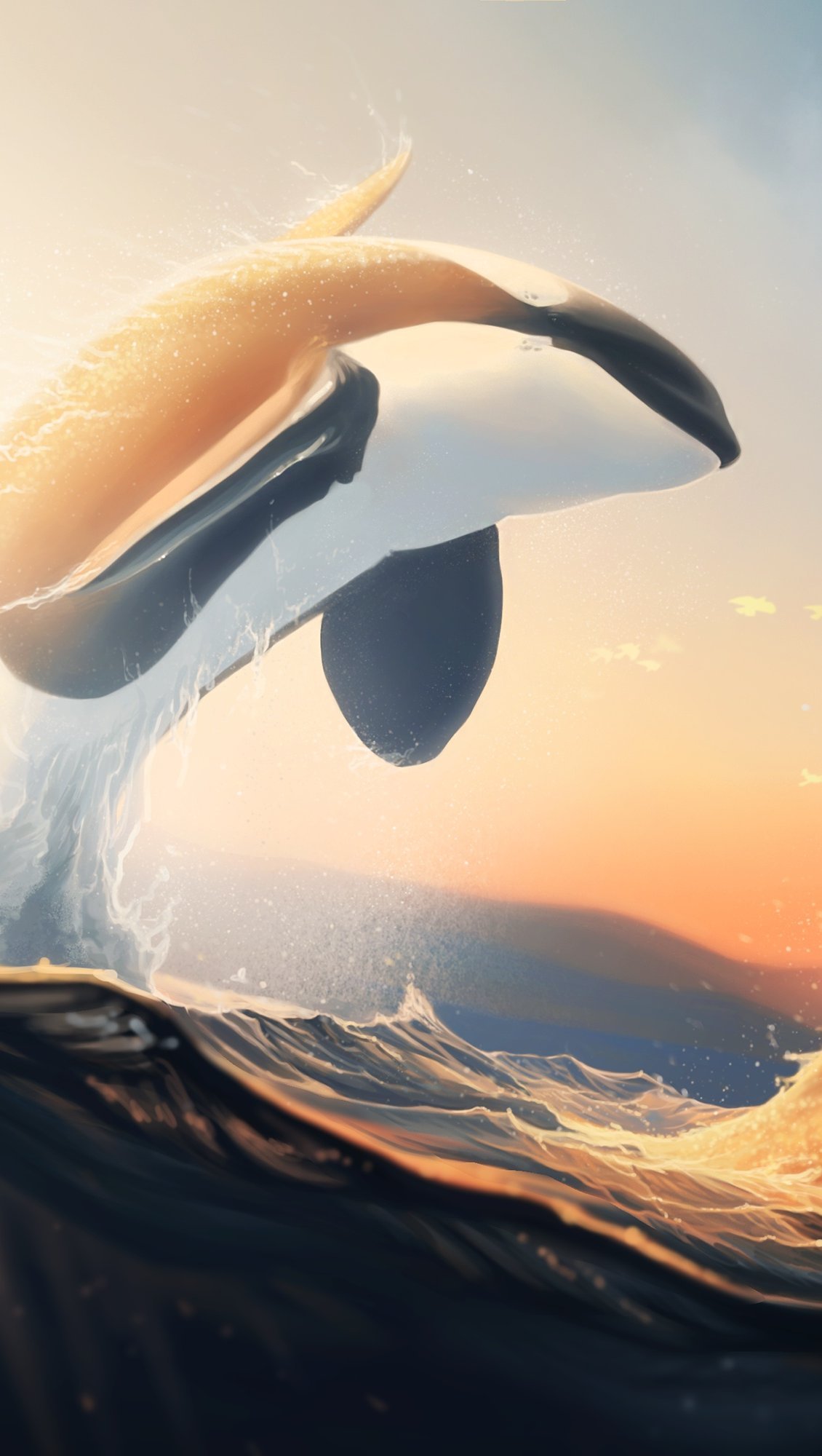 Wallpaper Whales jumping out of the water Vertical