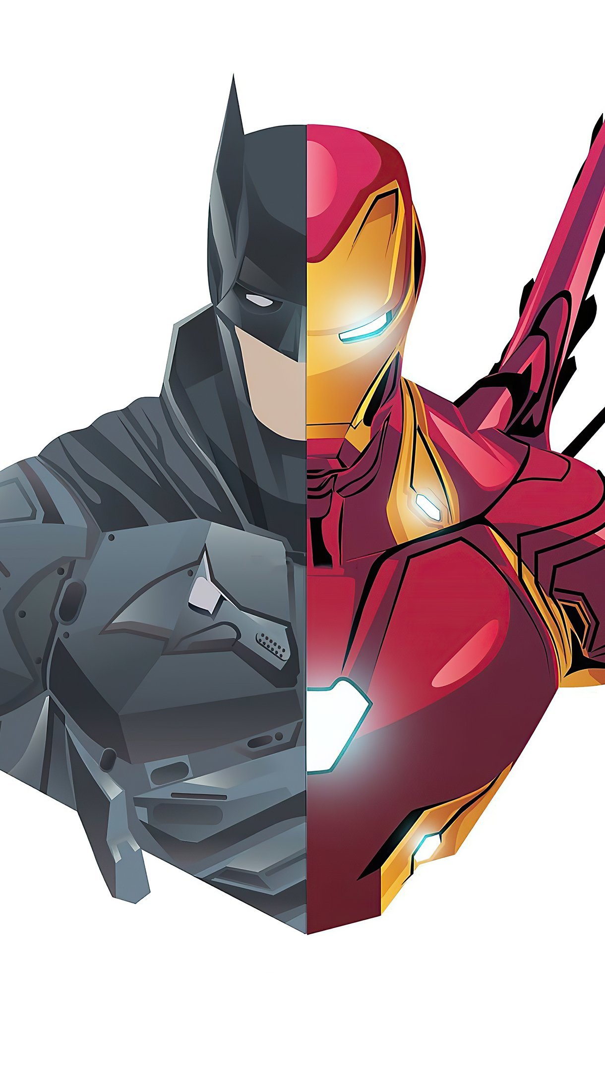 Wallpaper Batman and Iron Man in minimalist style Vertical