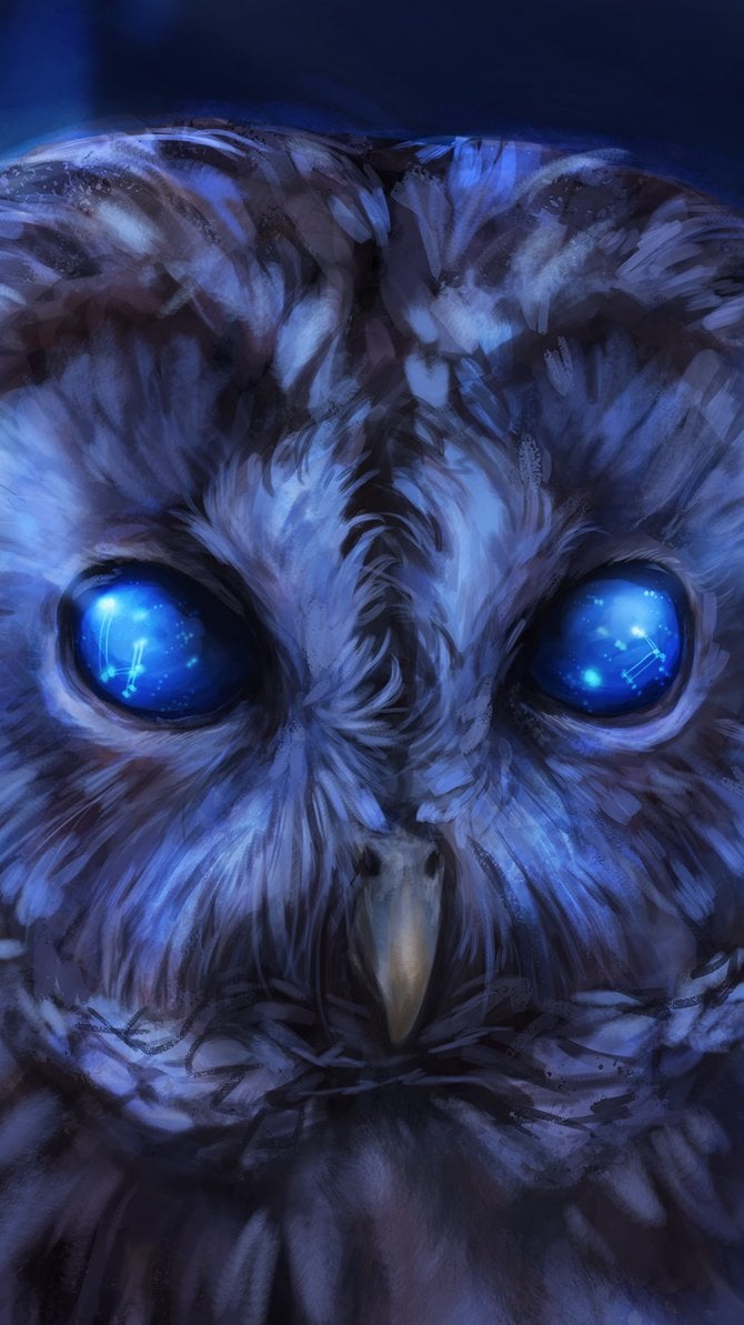 Wallpaper Owl Artwork Vertical