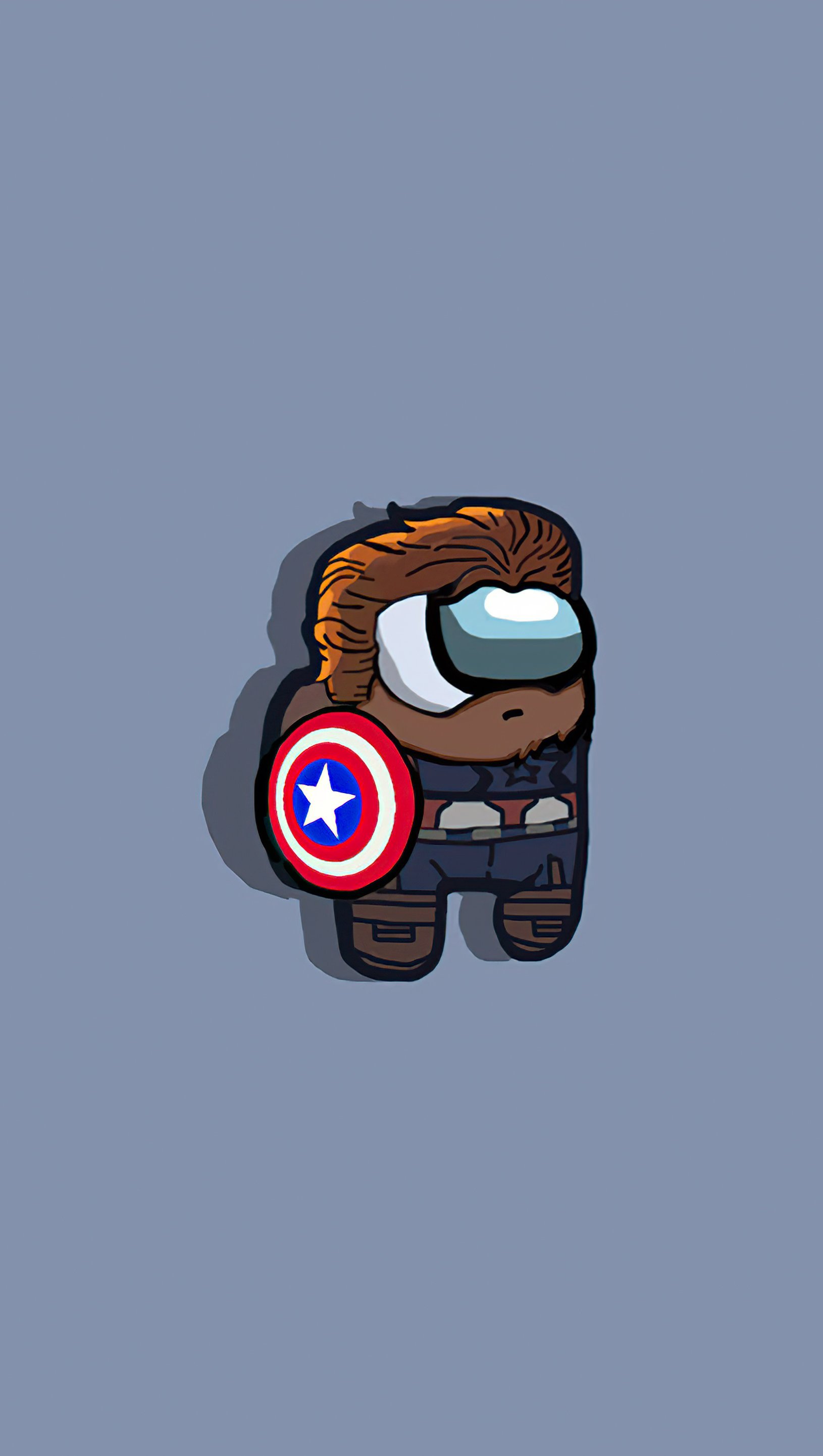 Wallpaper Captain America as character from Among us Vertical