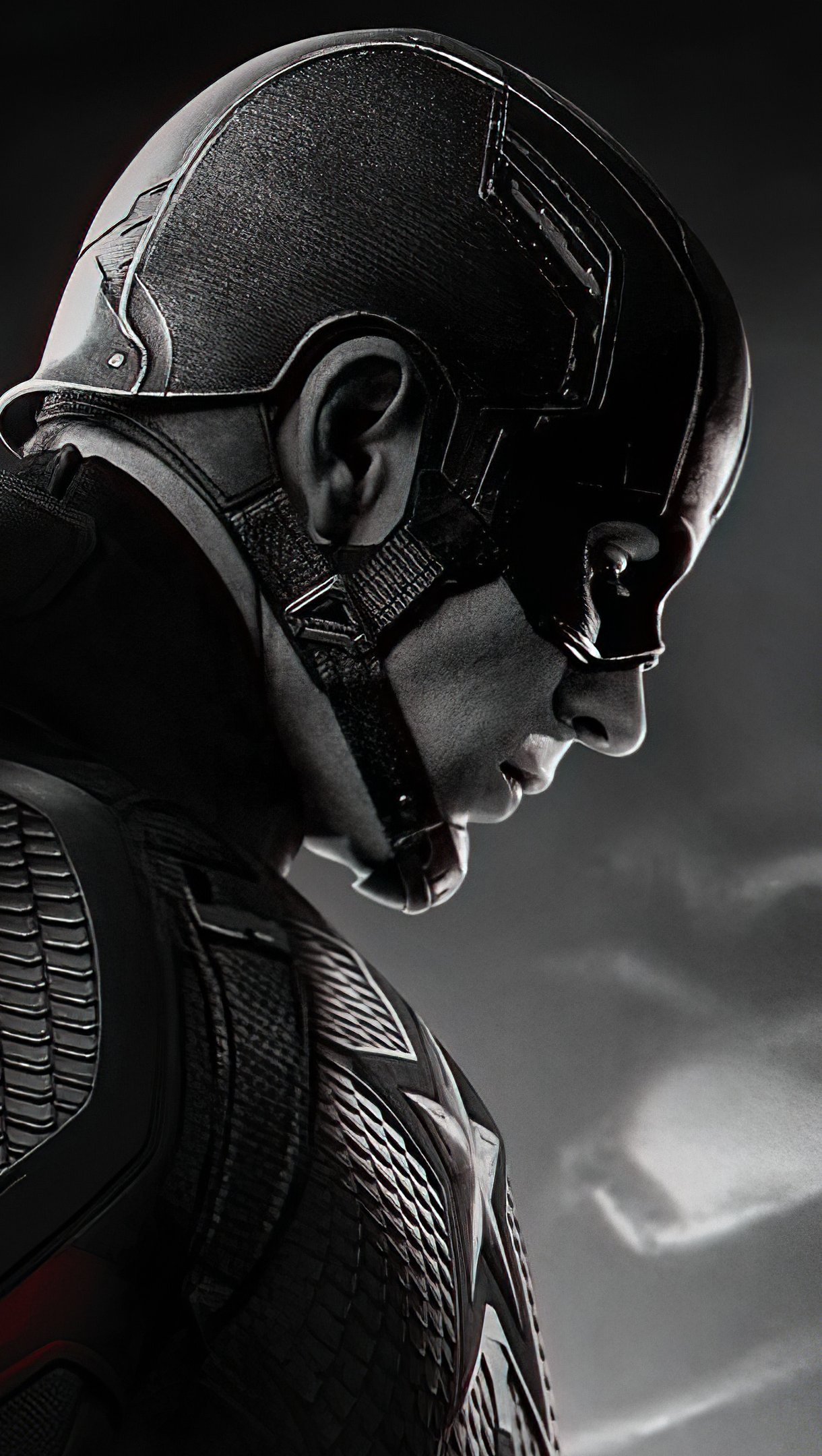 Wallpaper Captain America in grey scale and red Vertical