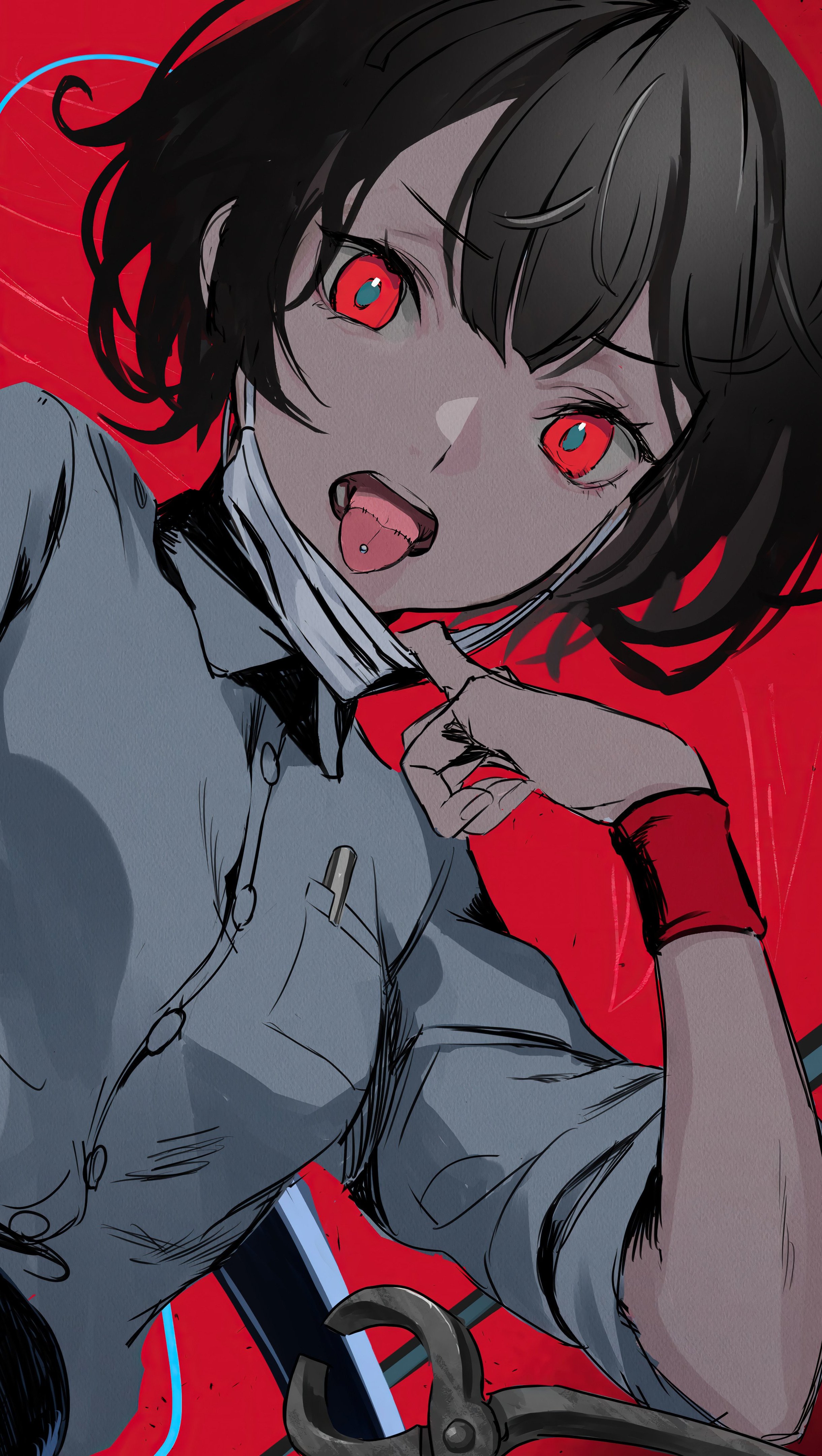 Anime girl red eyes Wallpaper 8k Ultra HD ID:11289