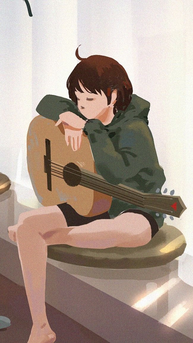 Fondos de pantalla Chica con guitarra Vertical