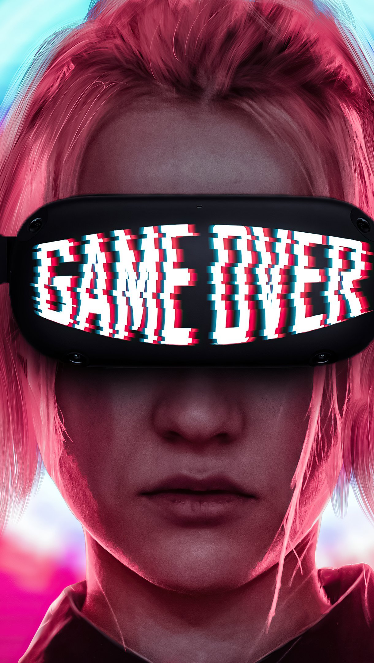 Wallpaper Girl with Game Over Glasses Vertical