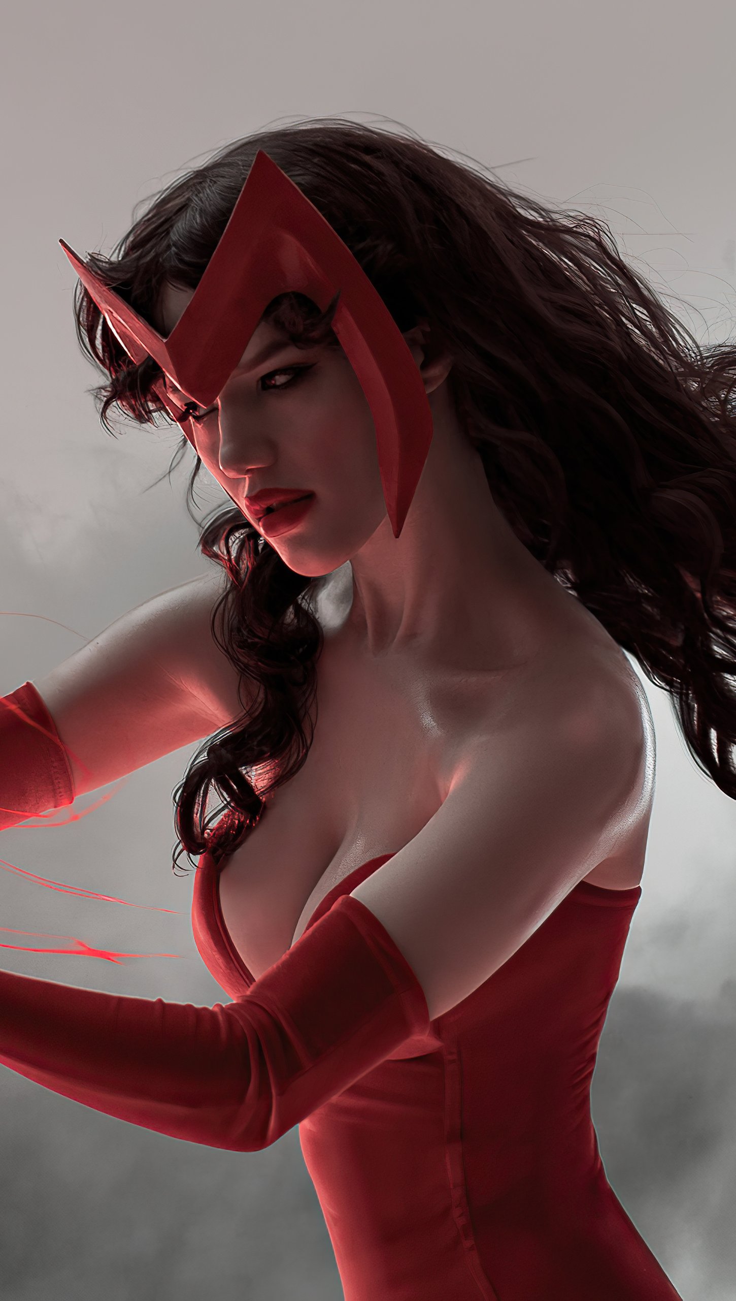 Wallpaper Scarlet Witch Cosplay Vertical