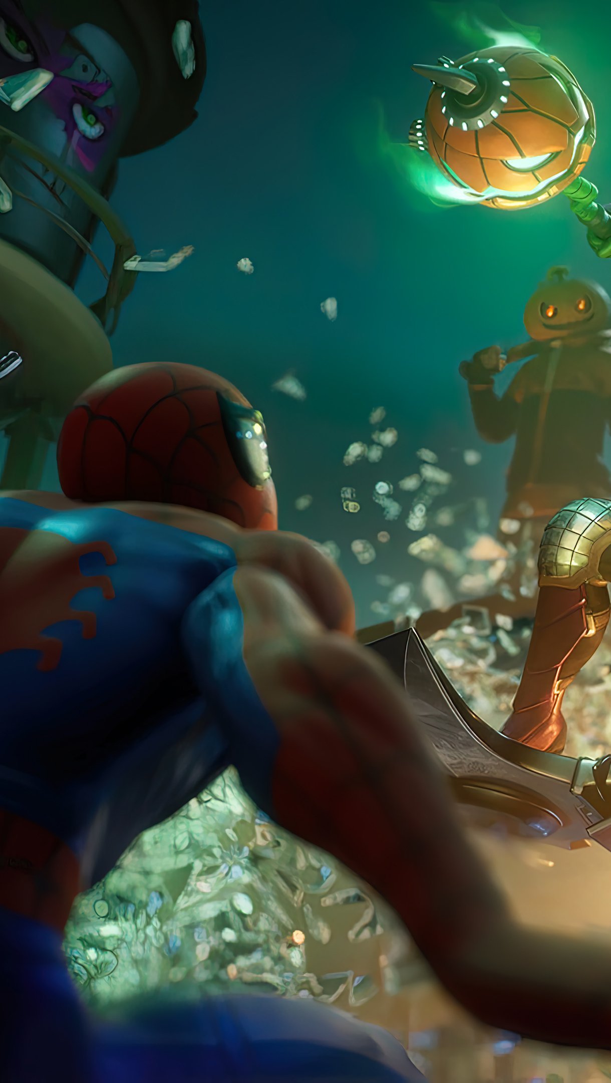 Fondos de pantalla Duende Verde contra Spider Man Fortnite Vertical
