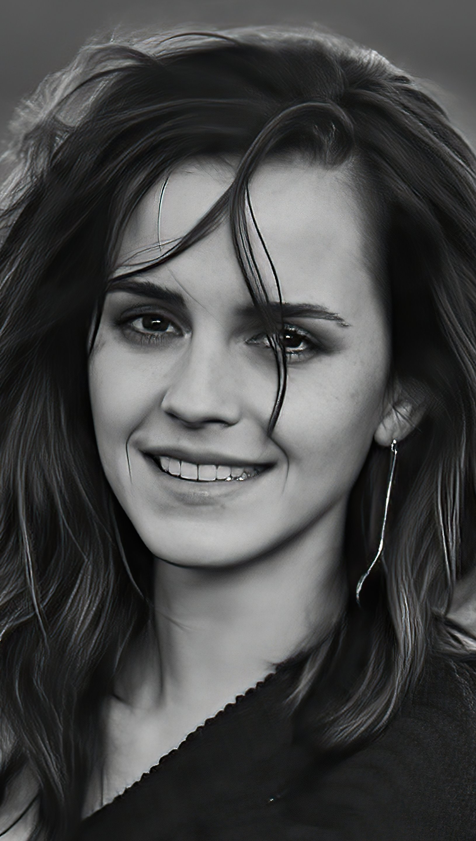 Wallpaper Emma Watson Monochrome Vertical