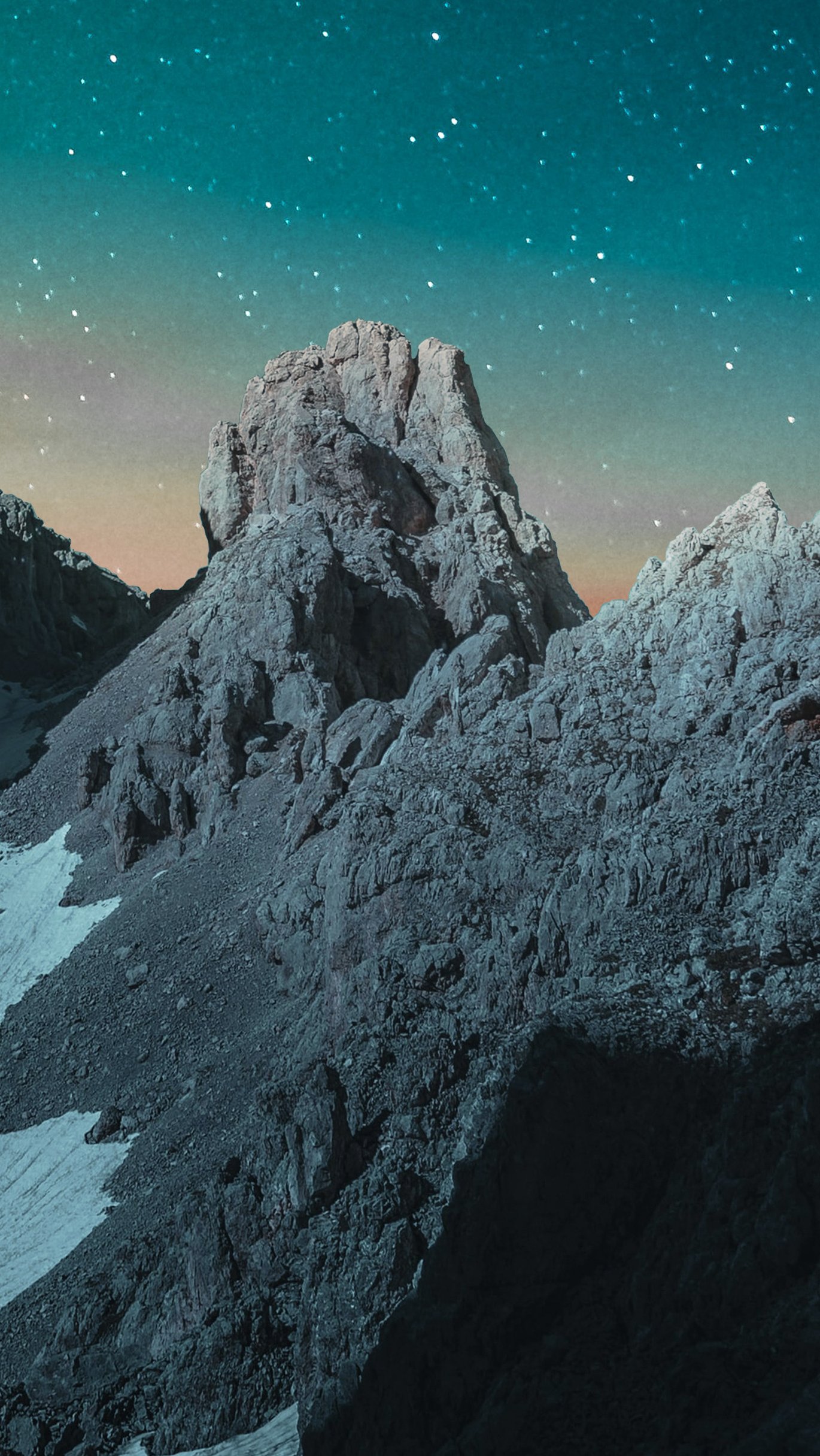 Wallpaper Stars in the sky in landscape with mountains Vertical