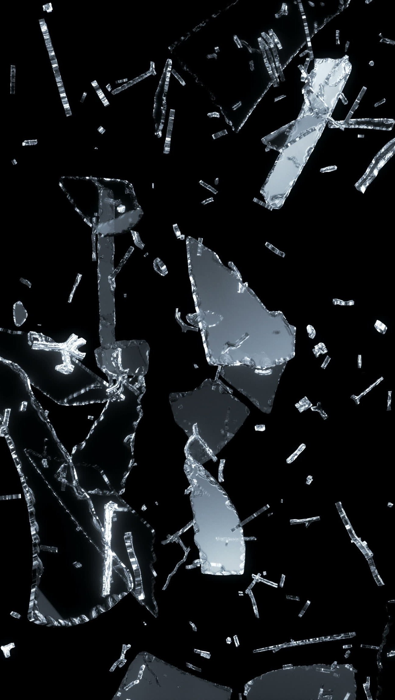 Wallpaper broken glass explosion shattered black background Vertical