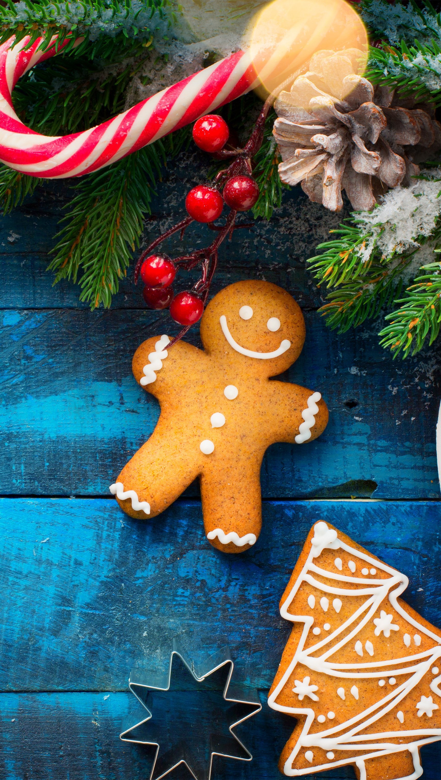 Wallpaper Ginger bread cookies with ornaments Vertical