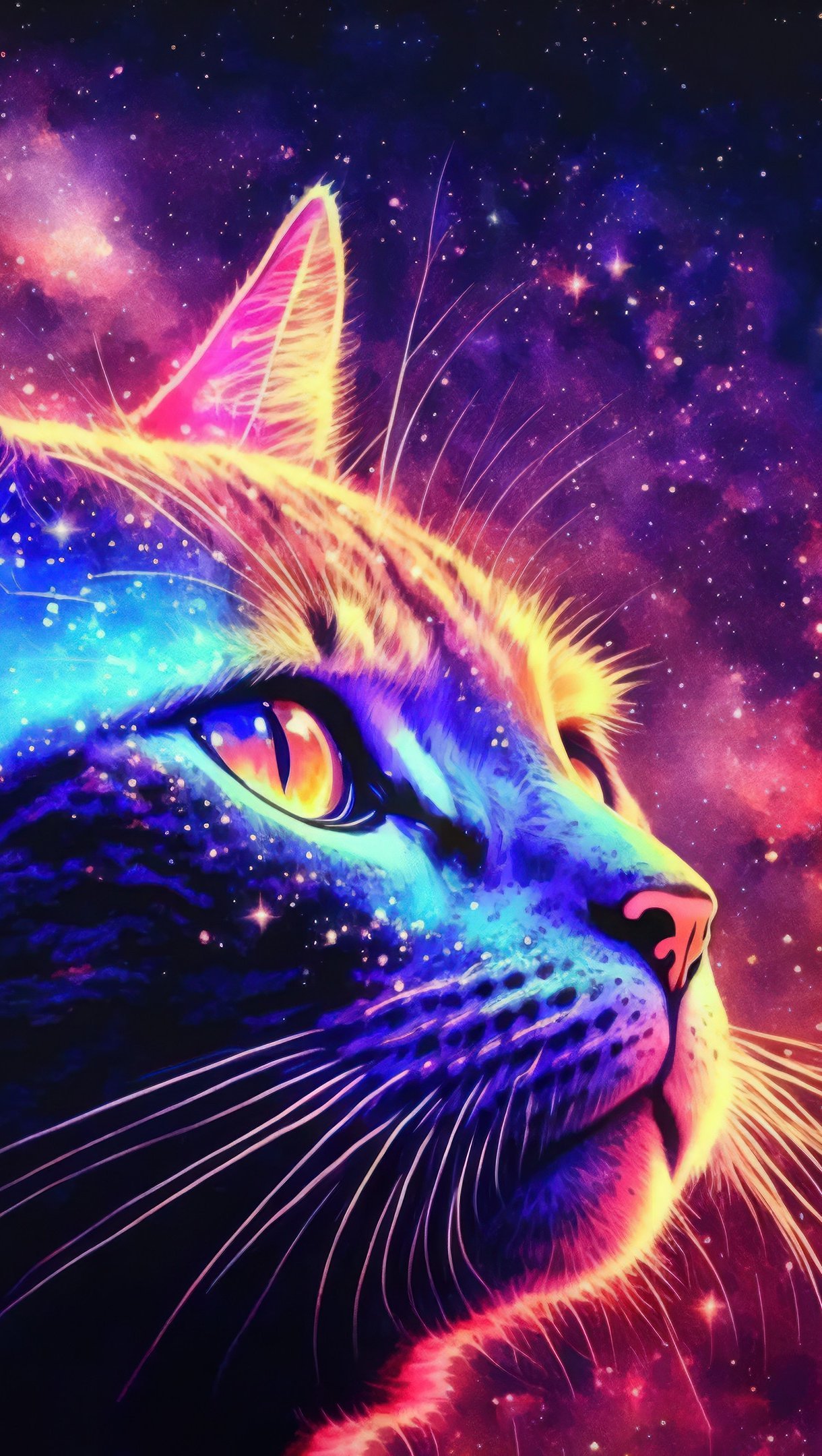 Cat with stars in the background Wallpaper 4k Ultra HD ID:11524
