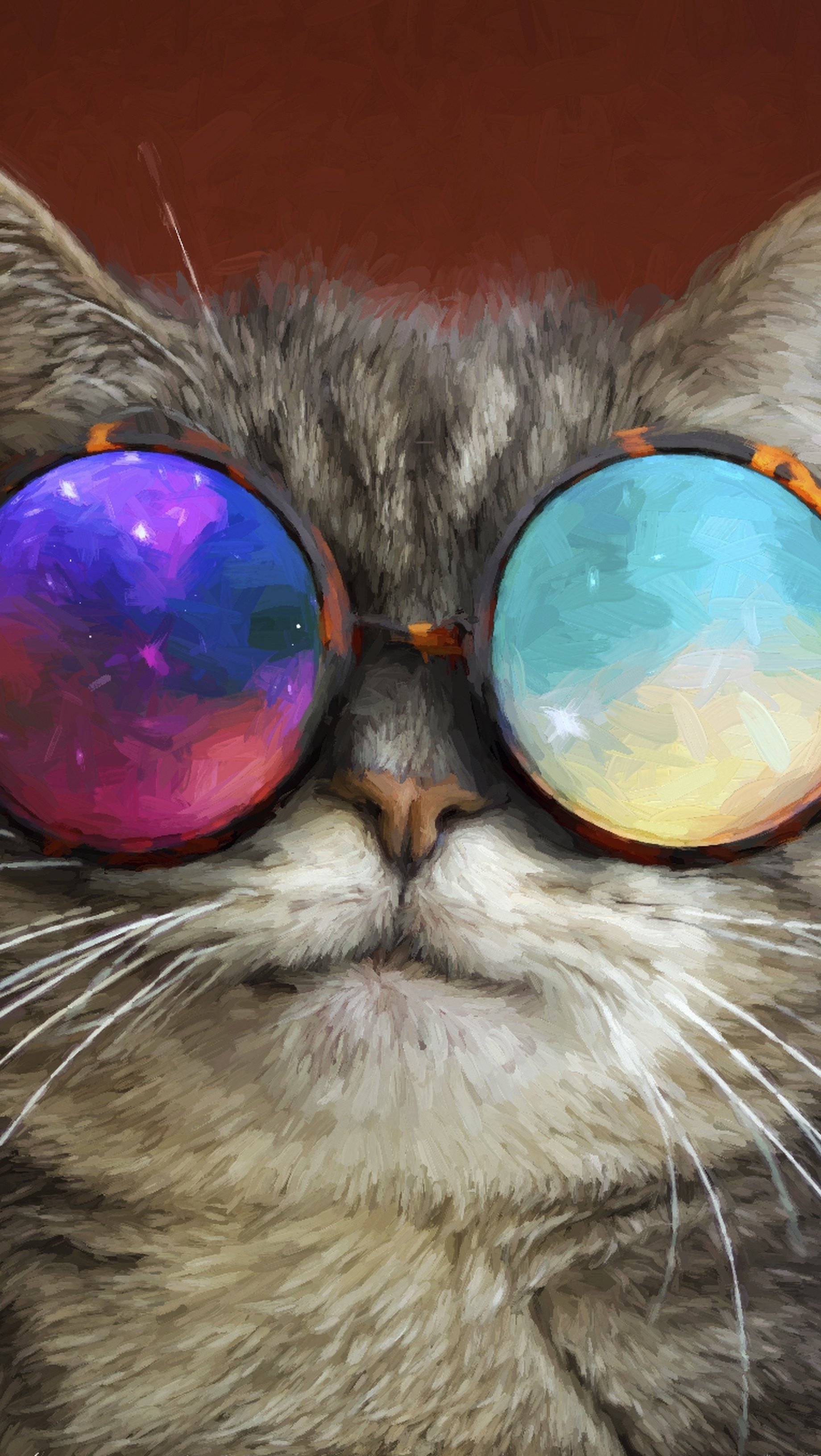 Fondos de pantalla Gato con lentes de galaxia Vertical