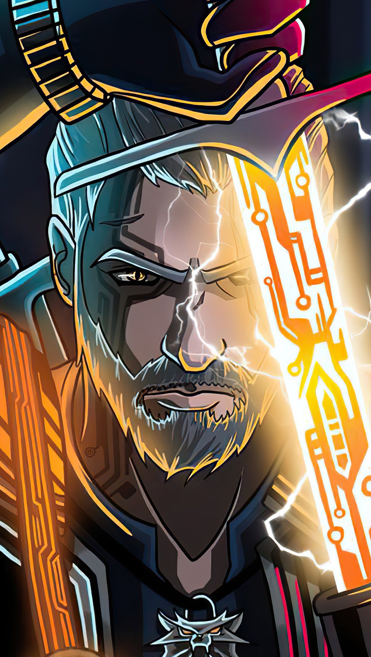 Wallpaper Geralt of Rivia Cyberpunk 2077 Vertical