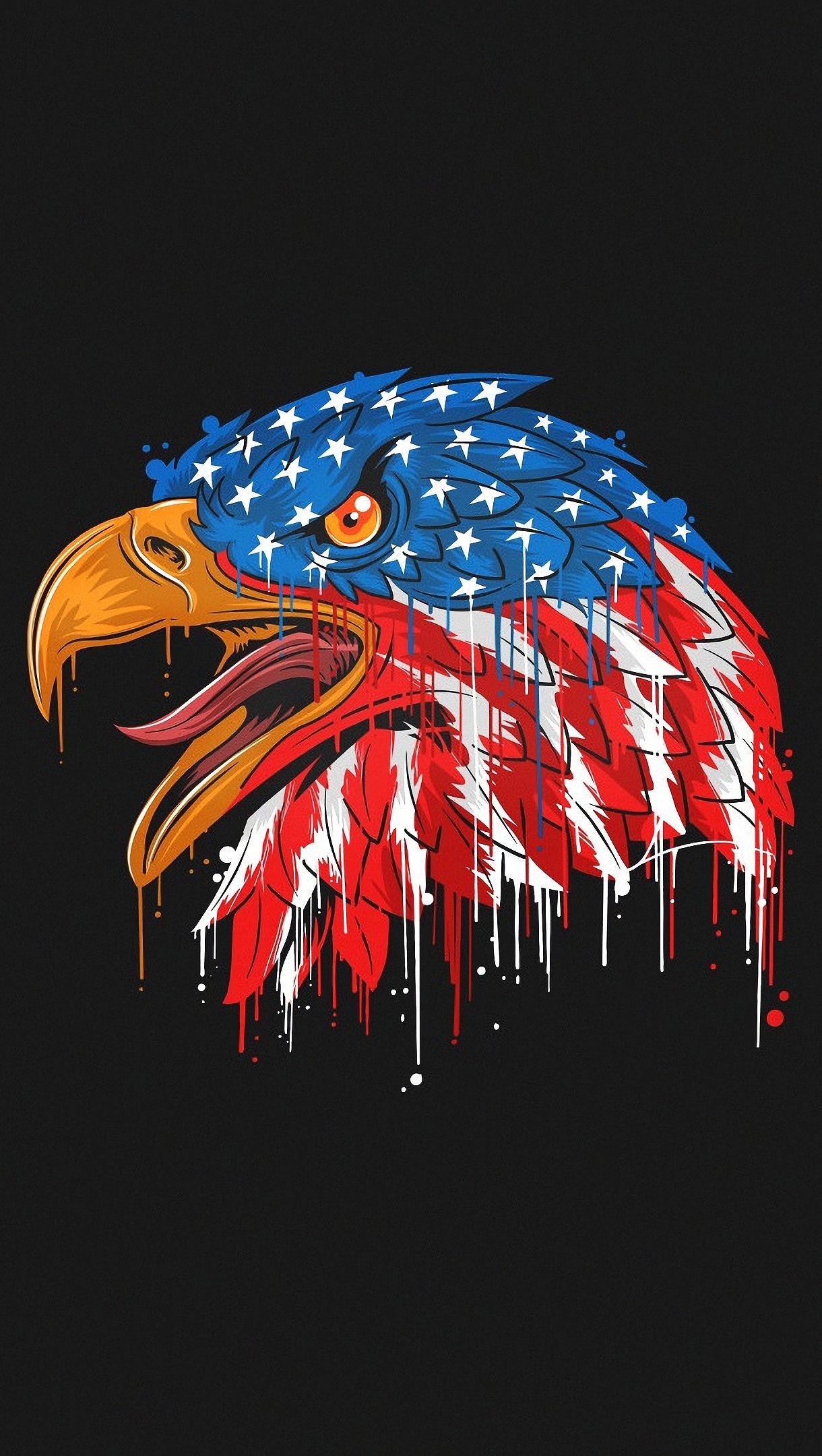 Wallpaper Eagle with United States Flag Vertical