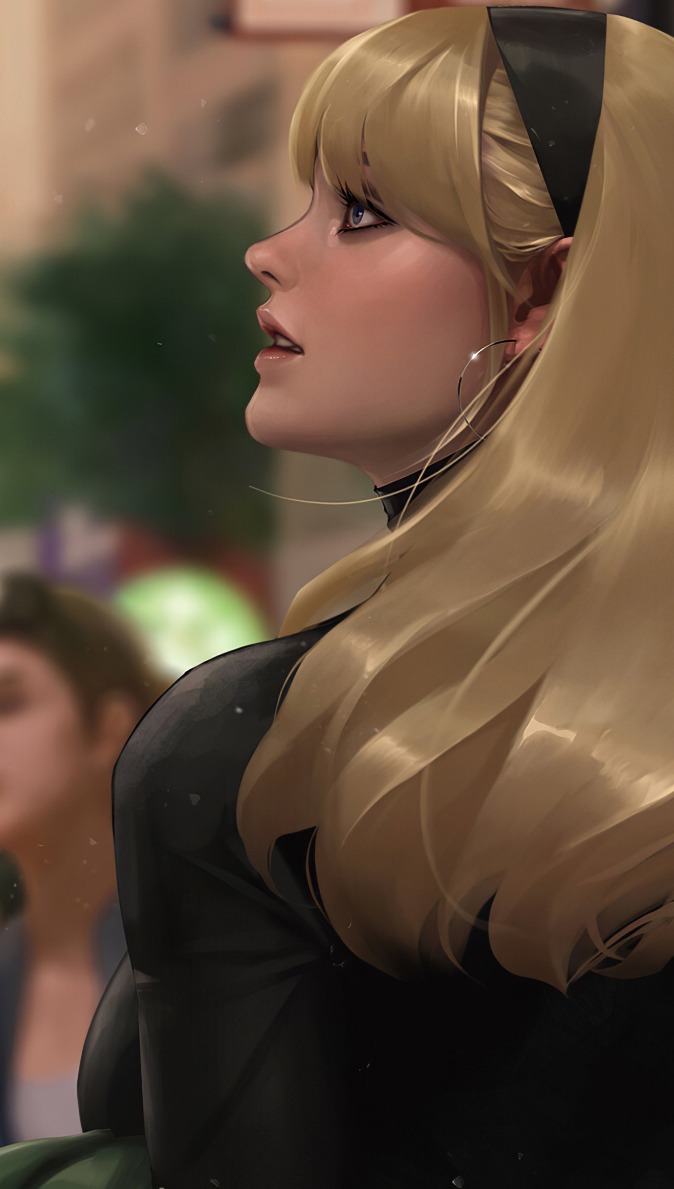 Wallpaper Gwen Stacy in the city Vertical