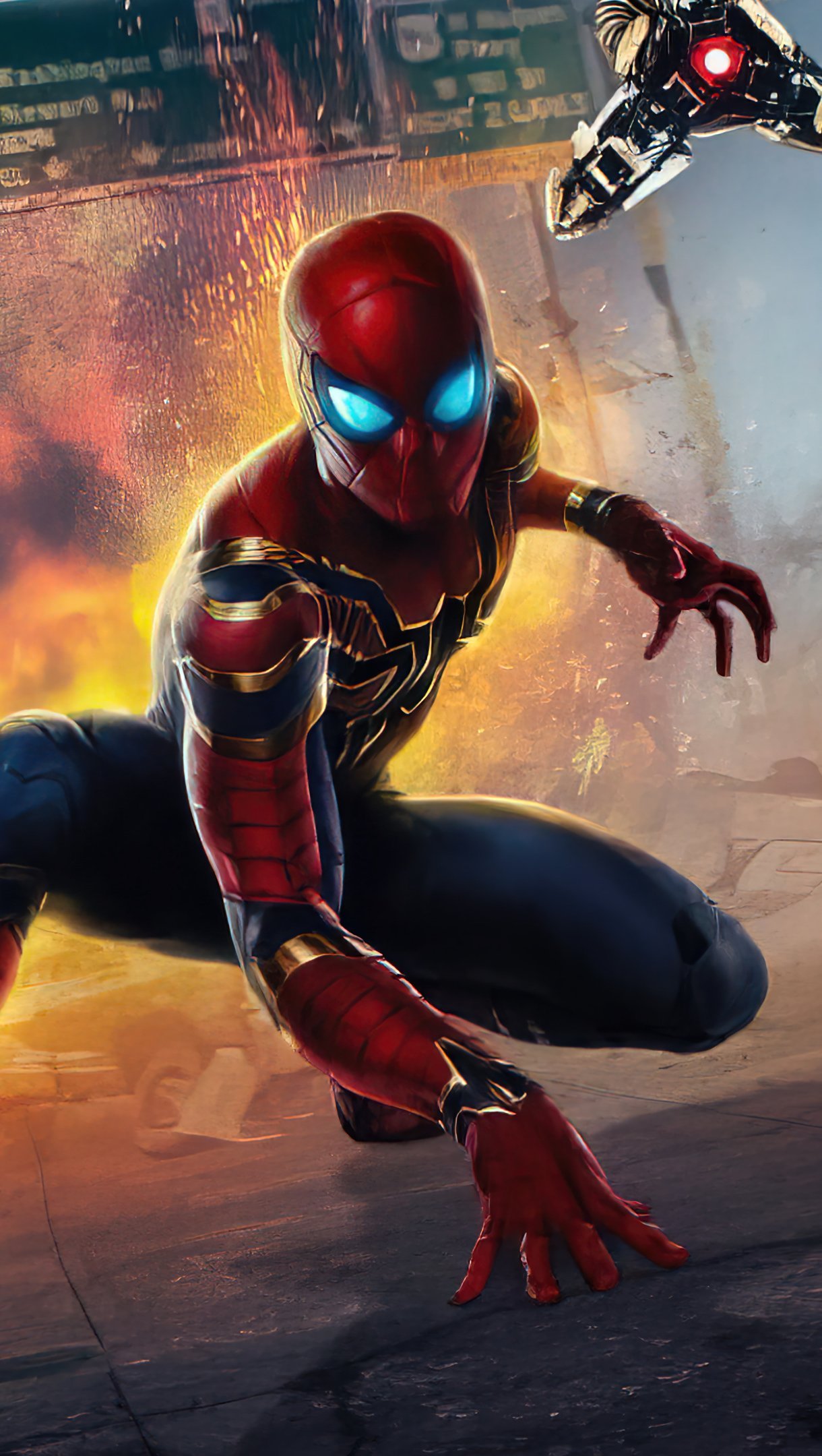 Wallpaper Spider Man with explotion behind Vertical