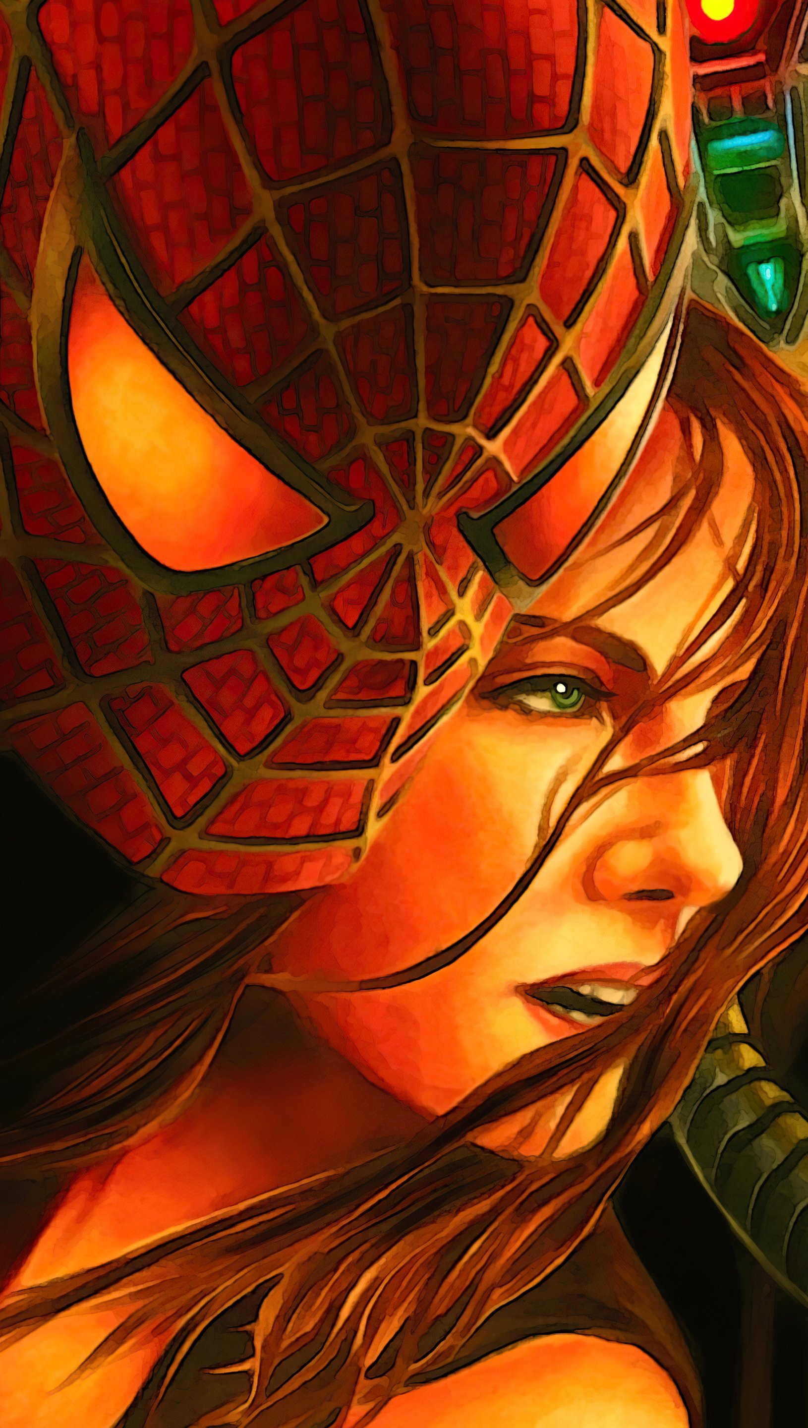 Fondos de pantalla Ilustracion dde Spider Man y Mary Jane Vertical