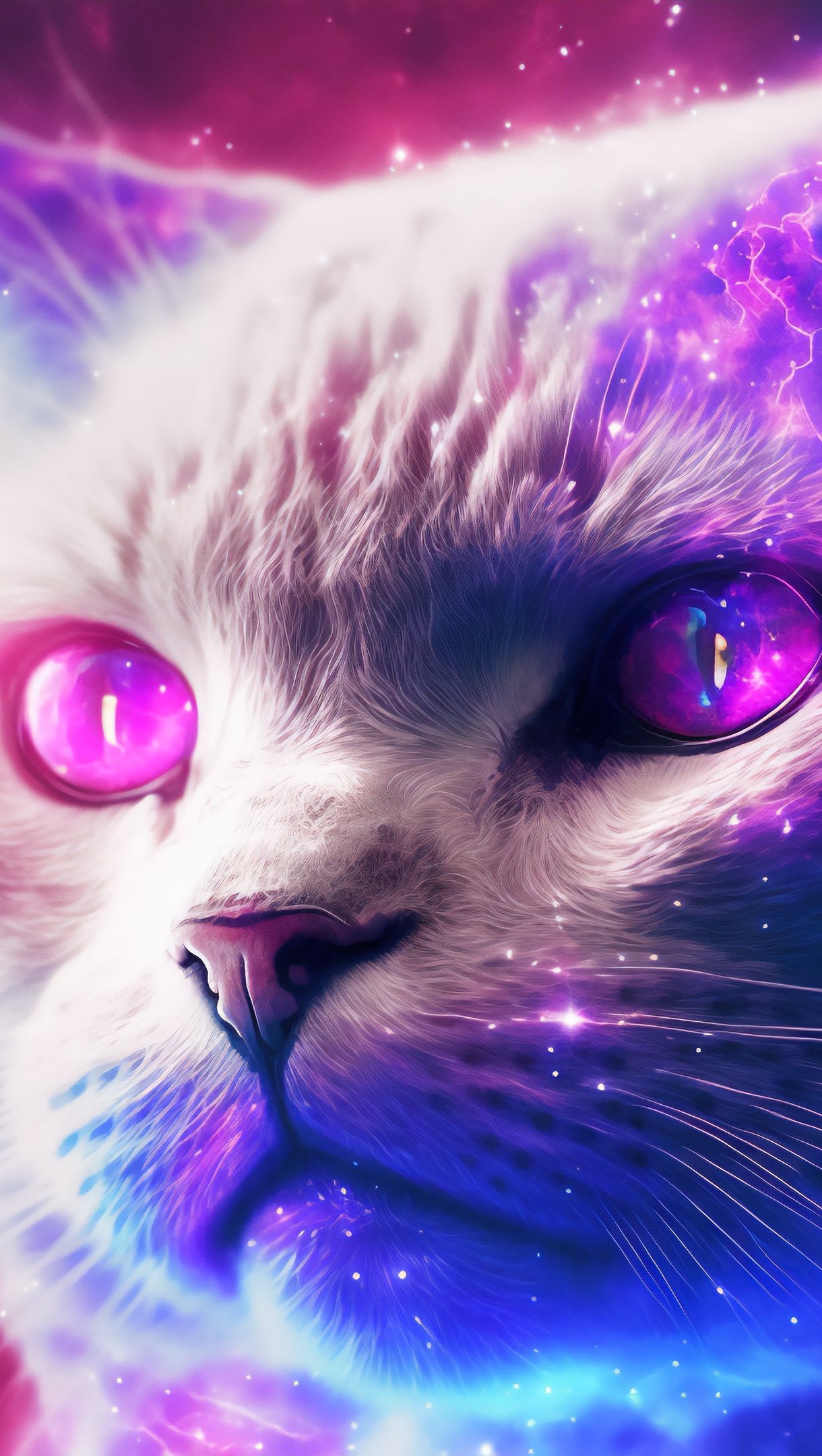 Fondos de pantalla Ilustración de gato con galaxia Vertical