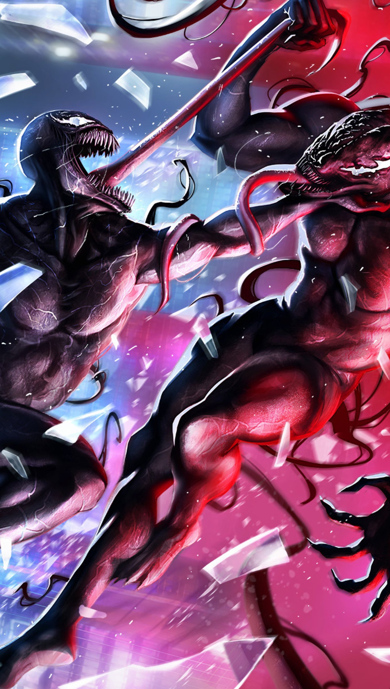 Fondos de pantalla Ilustración de Venom contra Riot Vertical