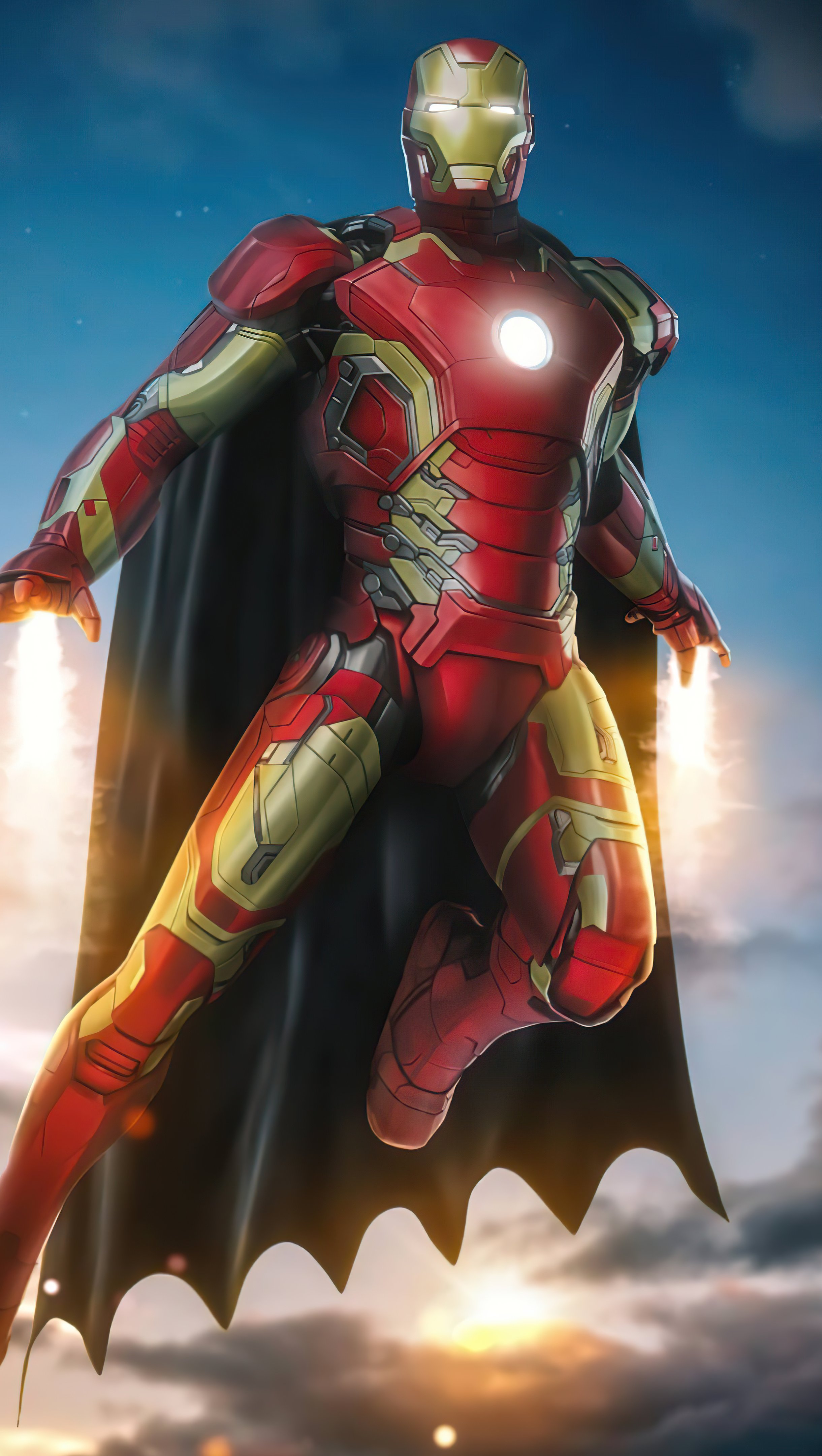 Wallpaper Iron Man with Batman cape Vertical
