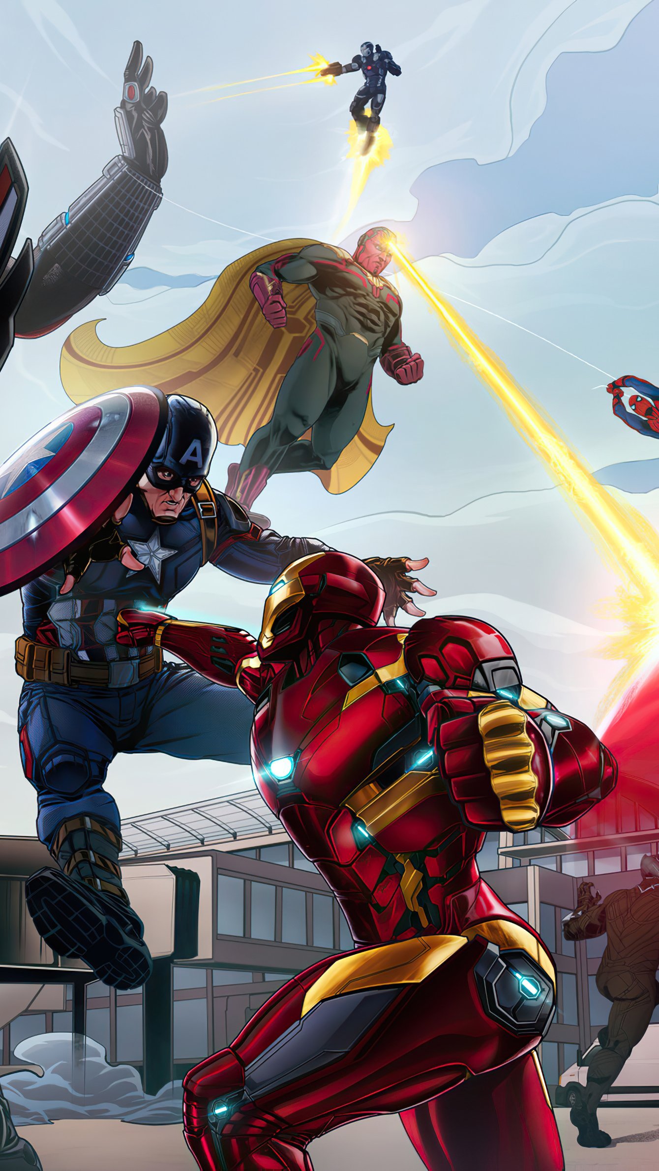 Fondos de pantalla Iron Man contra Capitan America Vertical