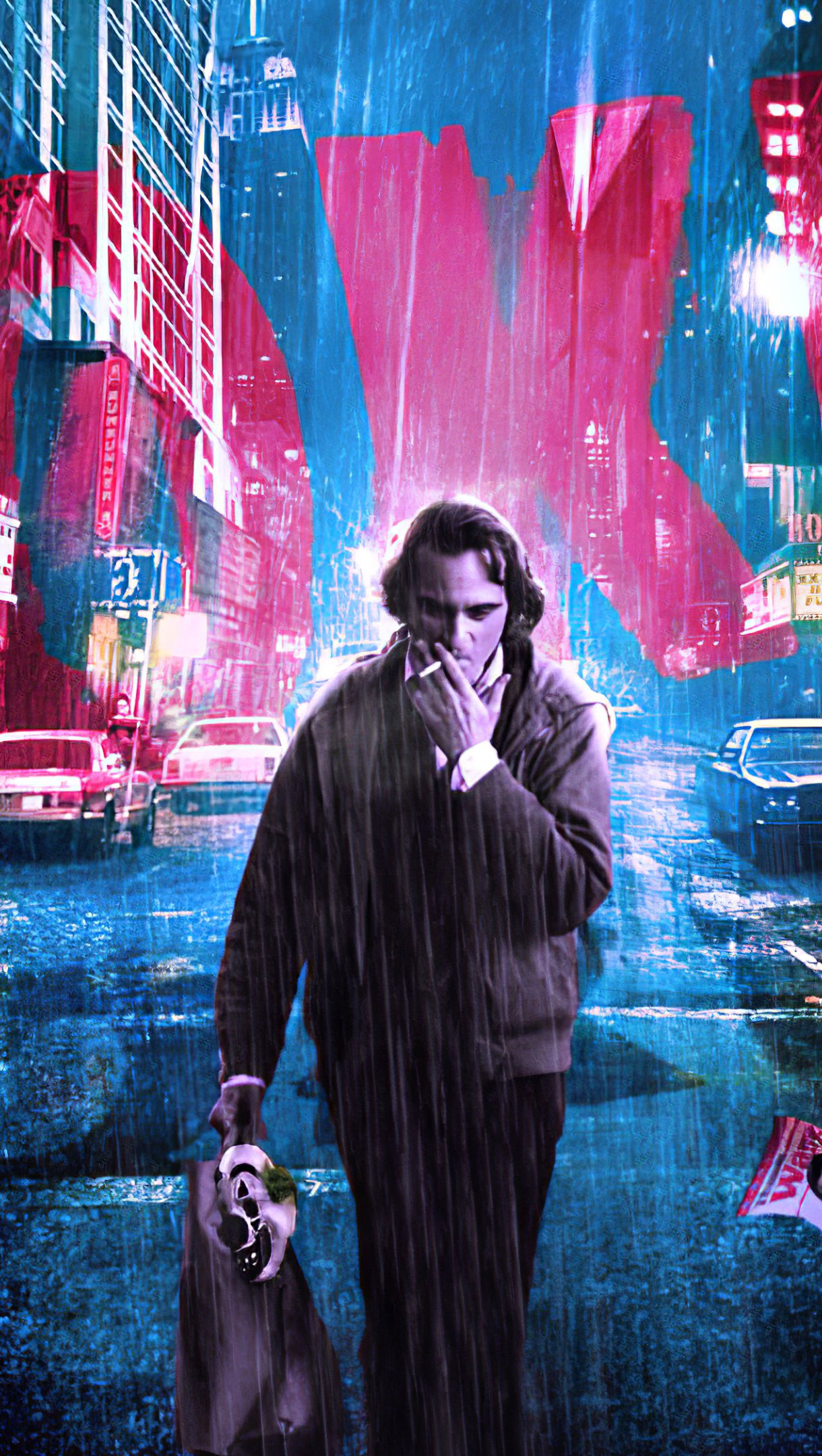 Wallpaper Joaquin Phoenix as Joker in the city Vertical