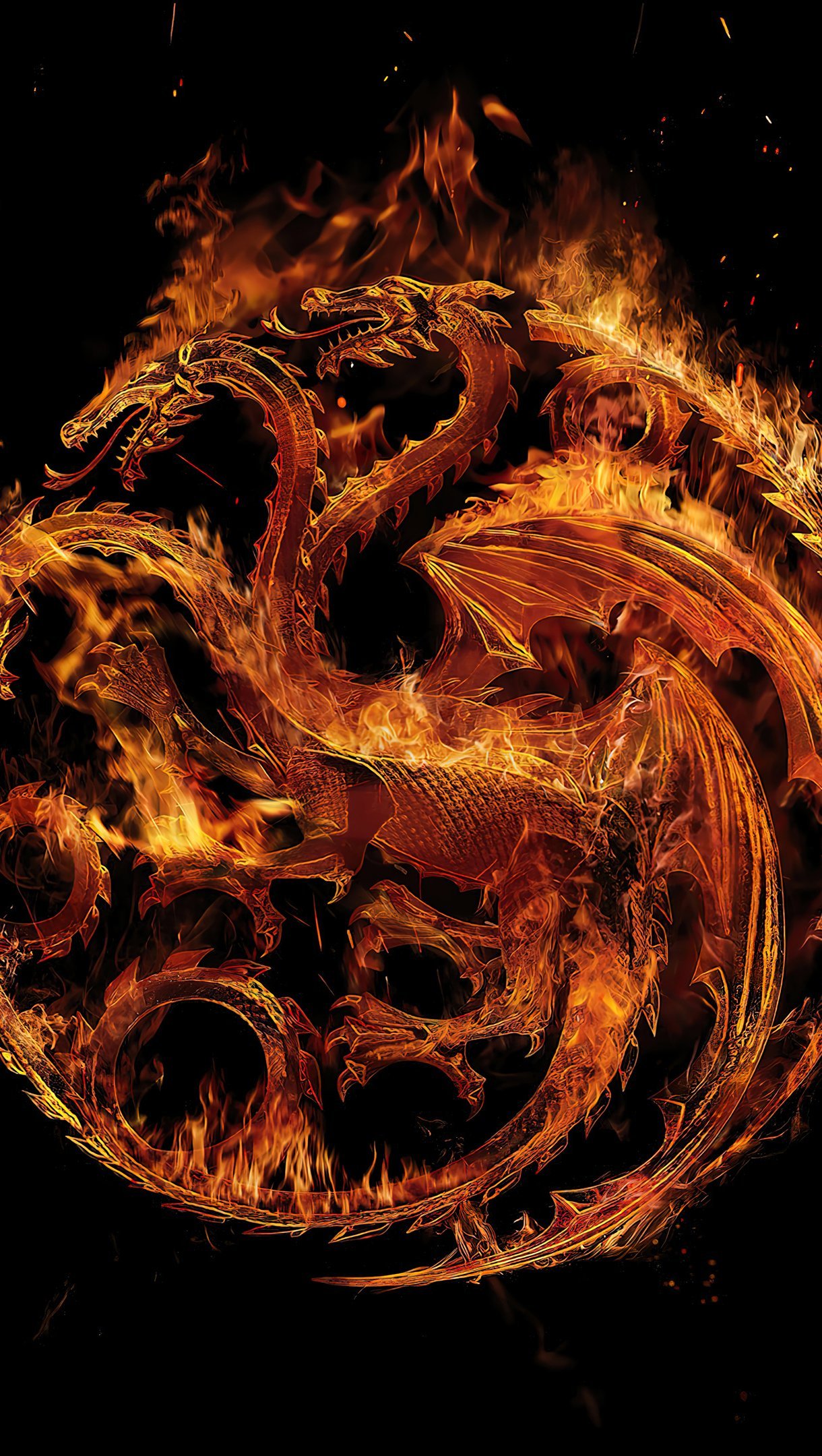 Fondos de pantalla La casa del Dragón Logo en fuego Vertical
