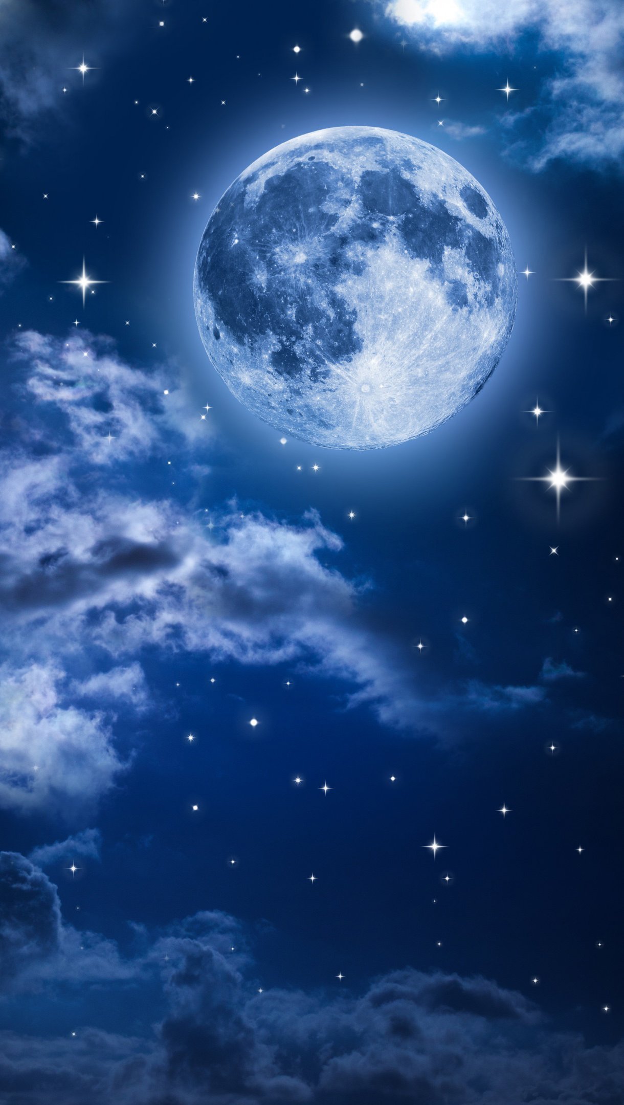 Wallpaper Moon in the clouds Vertical