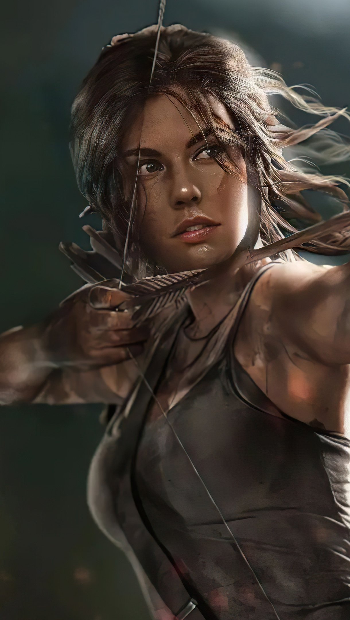 Fondos de pantalla Lauren Cohan como Lara Croft The Tomb Raider Vertical