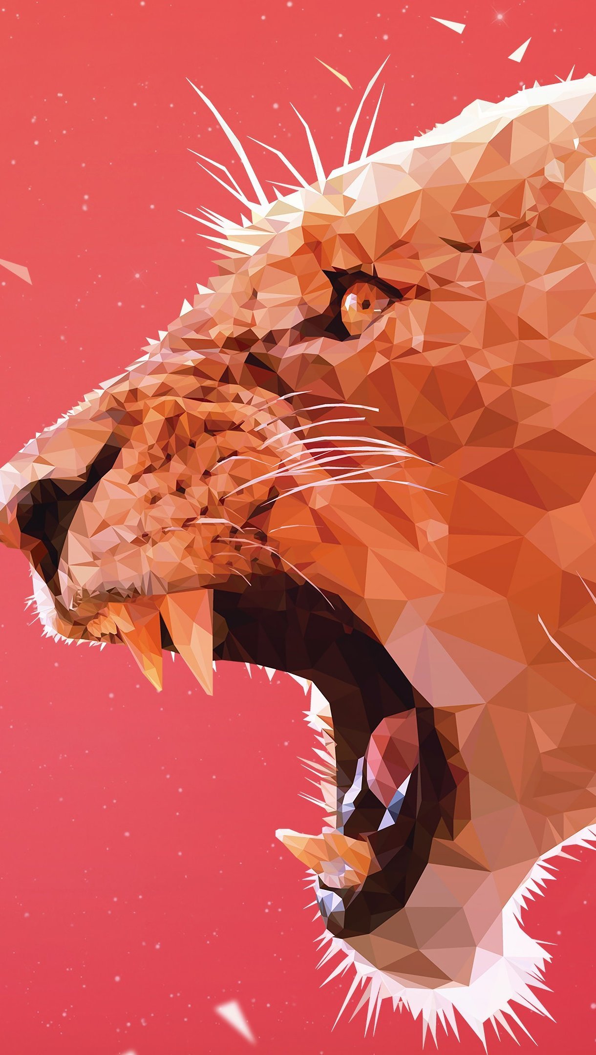 Wallpaper Lioness roaring digital art Vertical