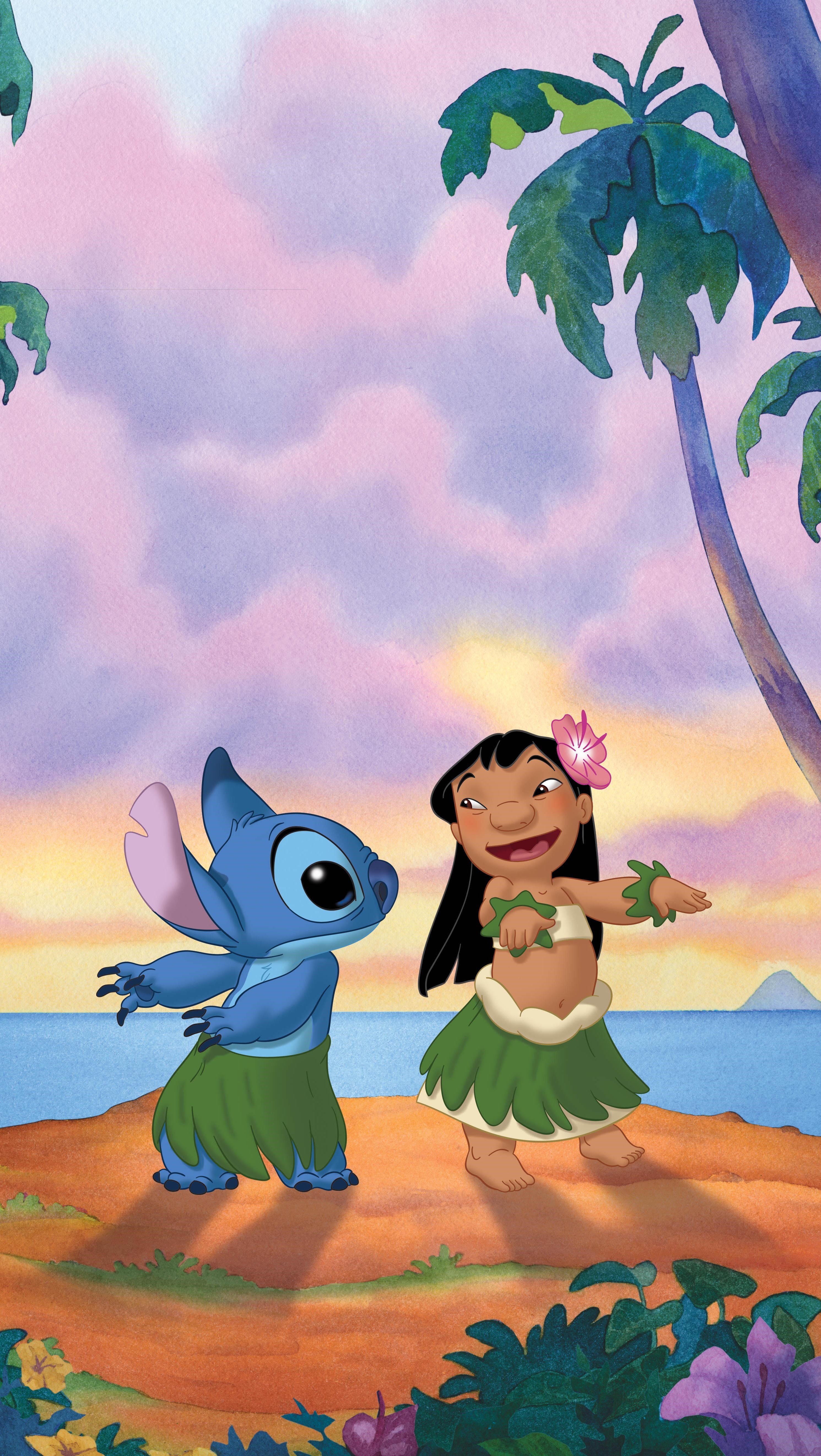Wallpaper Lilo and Stitch dancing Vertical